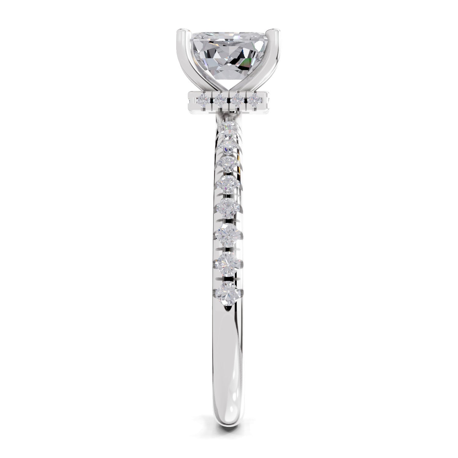 1.02 Ct Emerald Shape Solitaire Diamond Ring| 14K White Gold