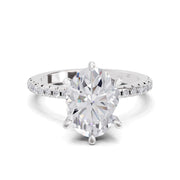 1.28 Ct Oval Shape Solitaire Diamond Ring| 14K White Gold