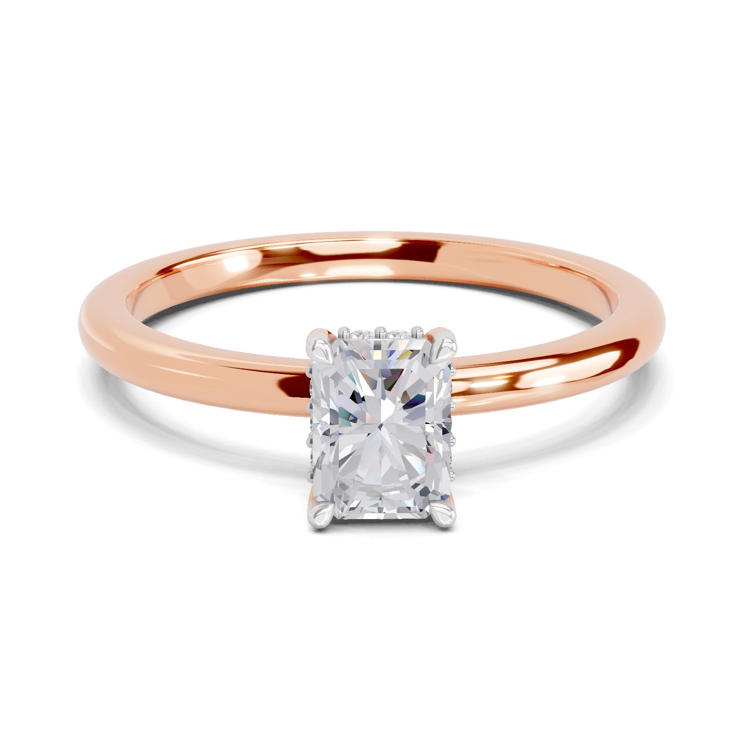 0.8 Ct Emerald Shape Solitaire Diamond Ring| 14K Rose Gold