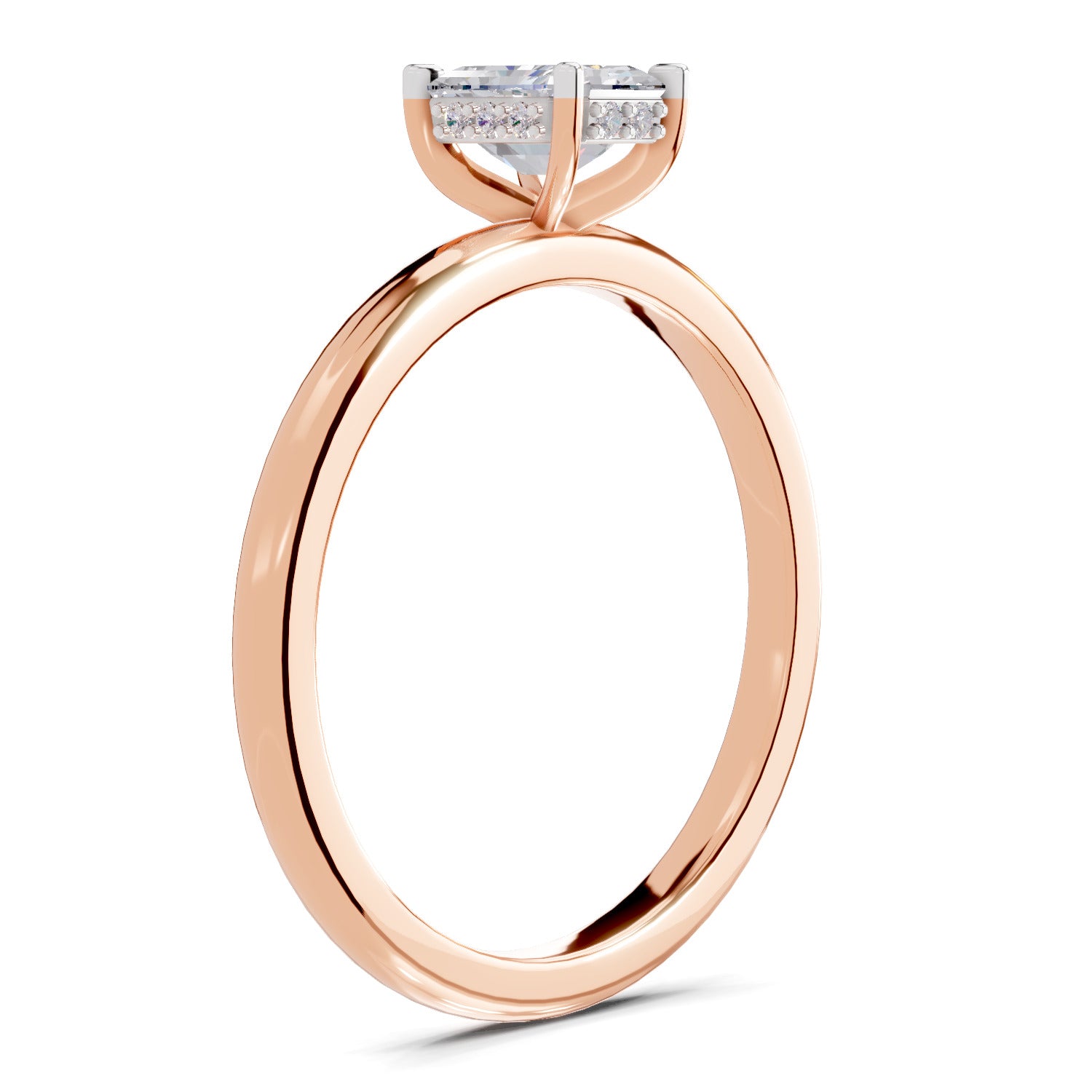 0.8 Ct Emerald Shape Solitaire Diamond Ring| 14K Rose Gold