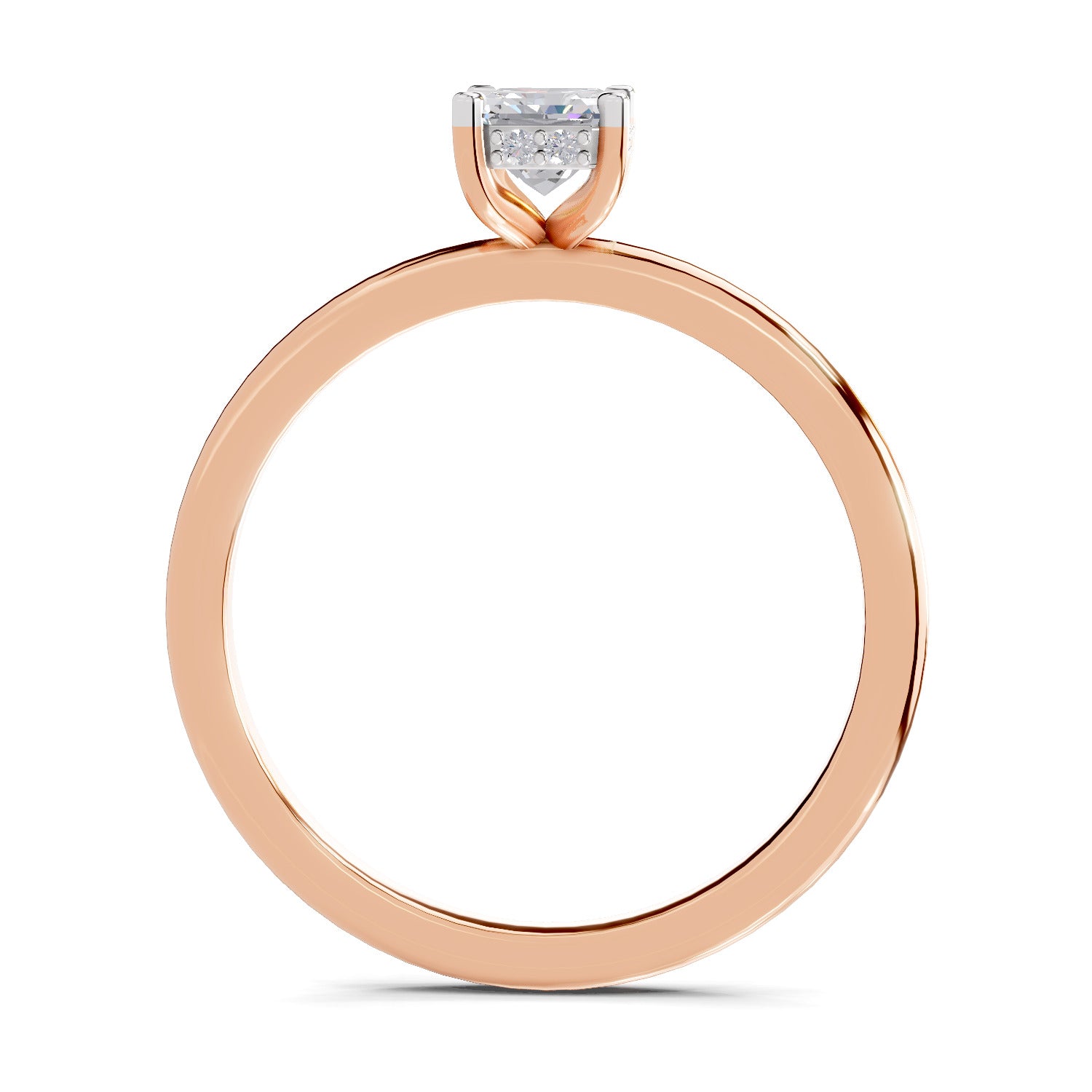 0.8 Ct Emerald Shape Solitaire Diamond Ring| 14K Rose Gold