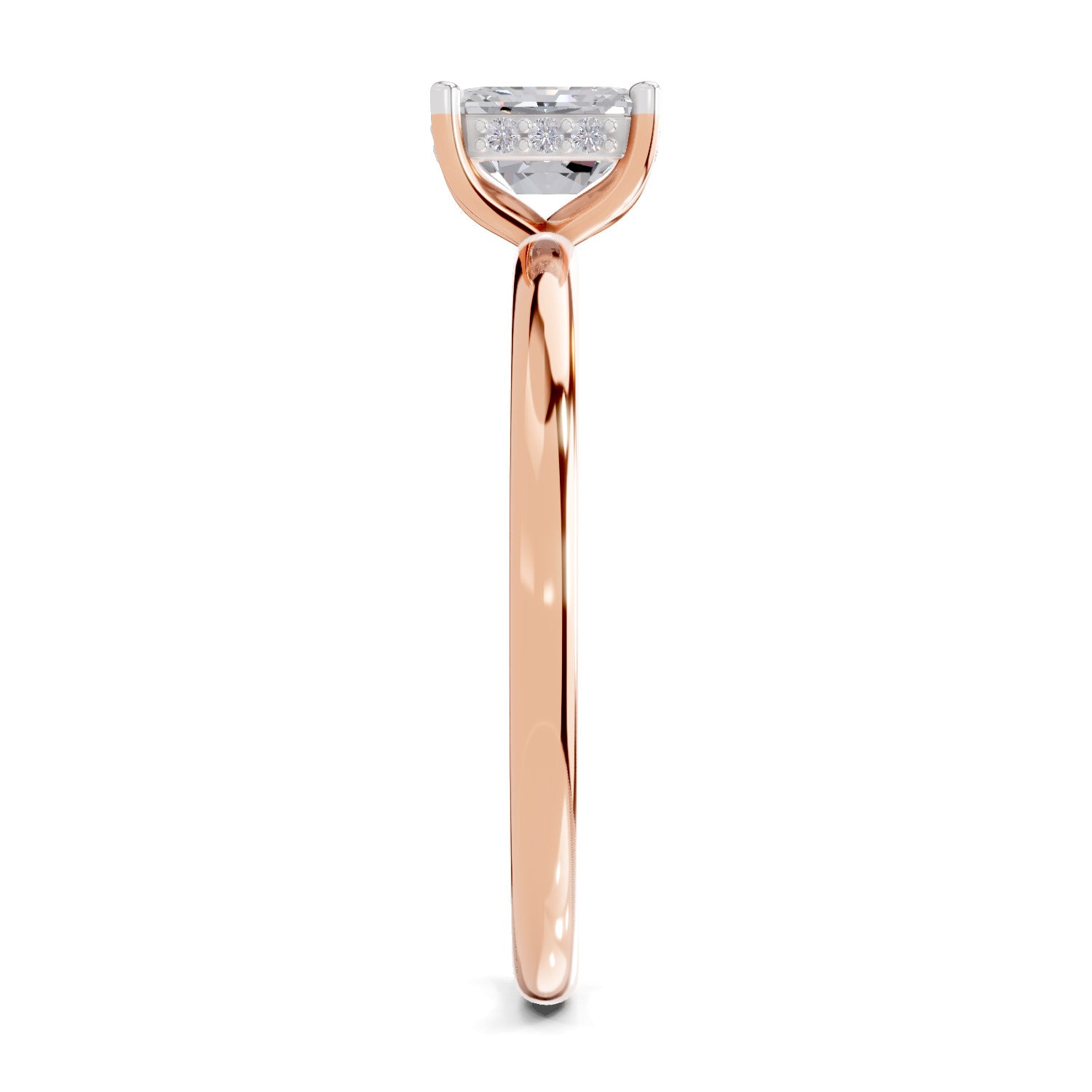 0.8 Ct Emerald Shape Solitaire Diamond Ring| 14K Rose Gold