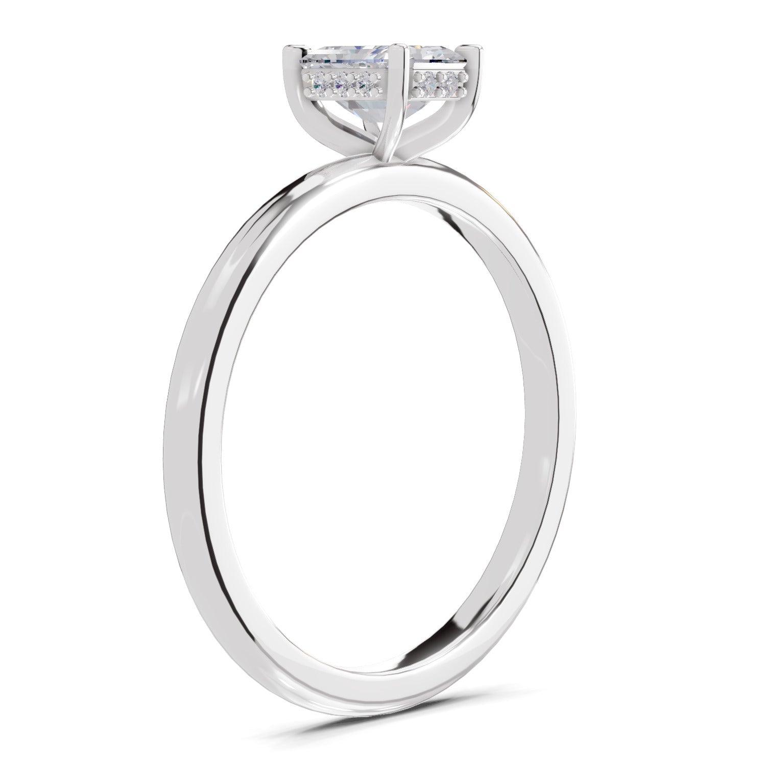 0.8 Ct Emerald Shape Solitaire Diamond Ring| 14K White Gold