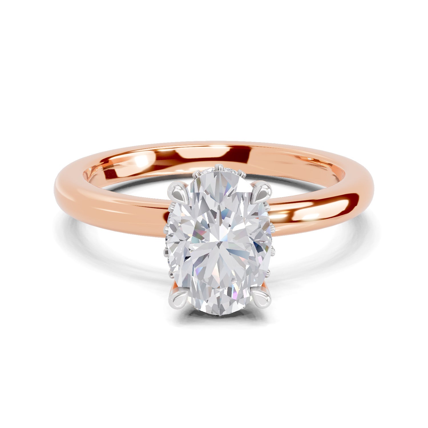 1.05 Ct Oval Shape Solitaire Diamond Ring| 14K Rose Gold