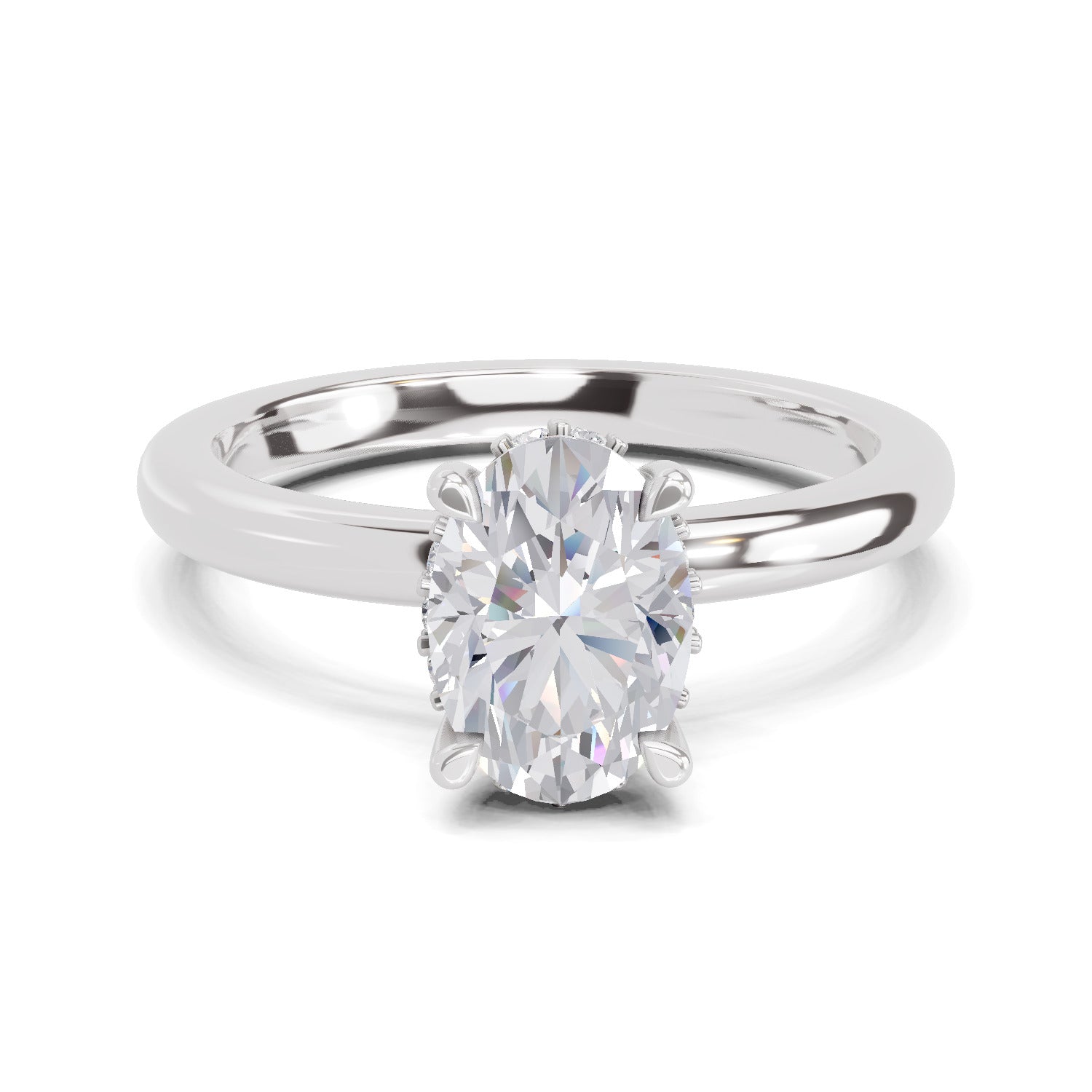 1.05 Ct Oval Shape Solitaire Diamond Ring| 14K White Gold
