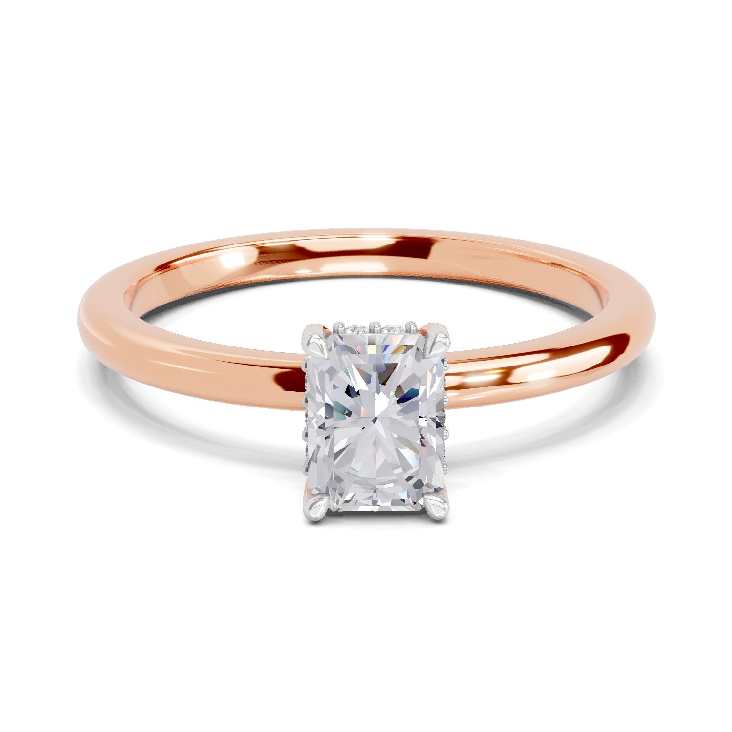 1.05 Ct Radiant Shape Solitaire Diamond Ring| 14K Rose Gold