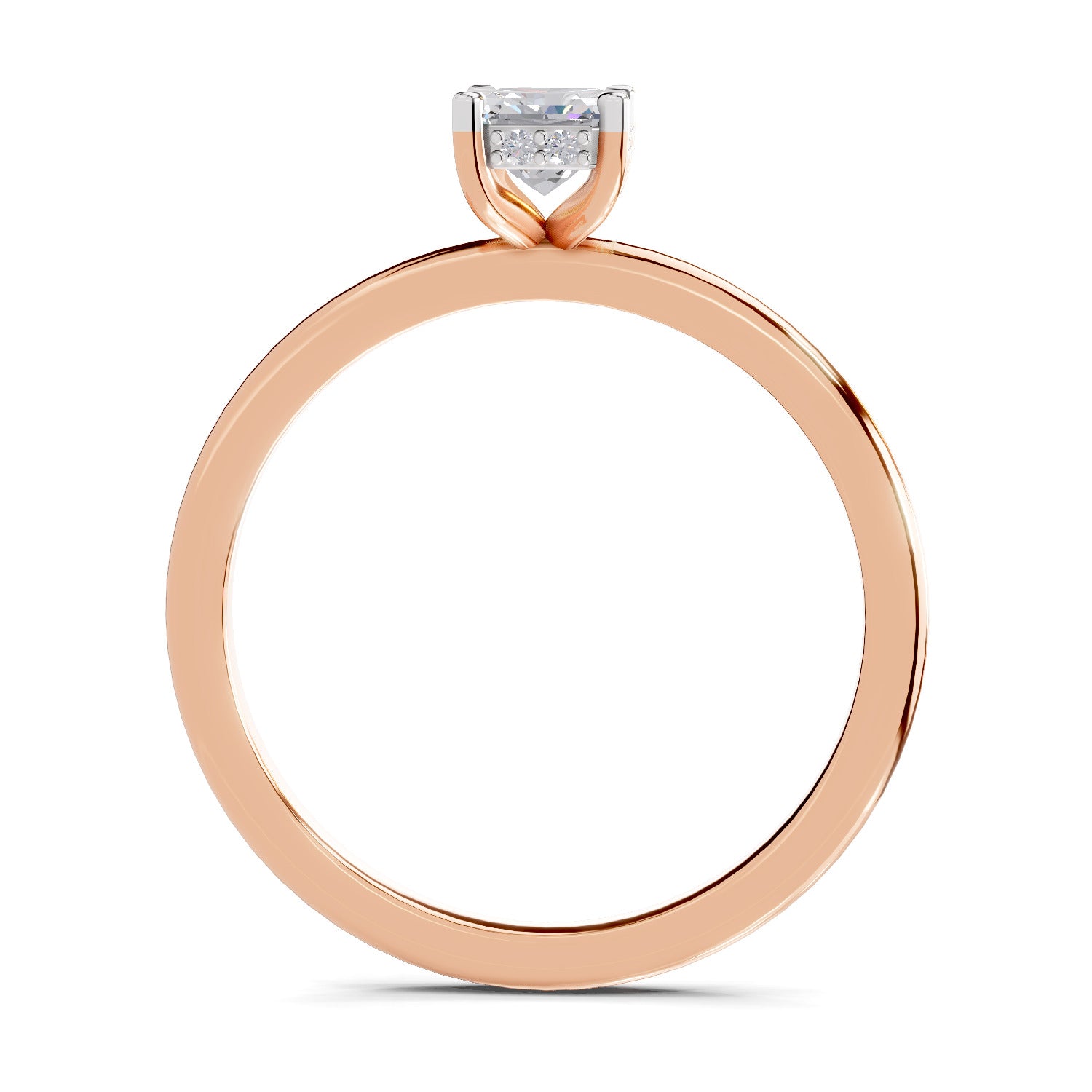 1.05 Ct Radiant Shape Solitaire Diamond Ring| 14K Rose Gold