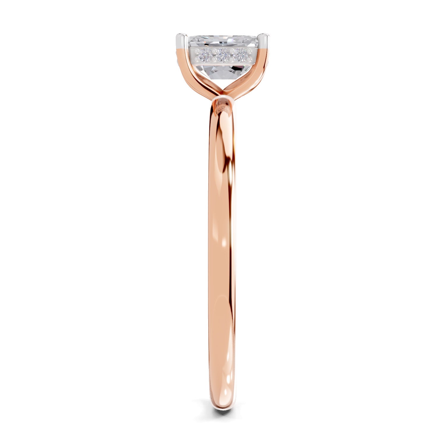 1.05 Ct Radiant Shape Solitaire Diamond Ring| 14K Rose Gold