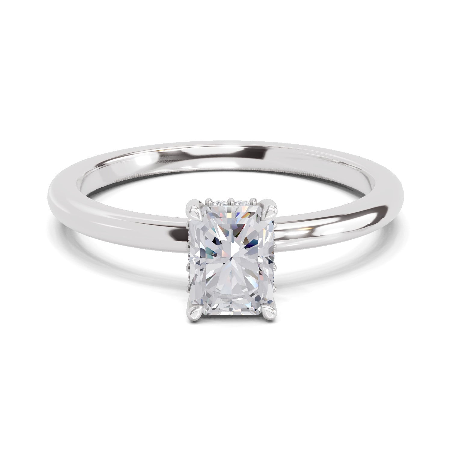 1.05 Ct Radiant Shape Solitaire Diamond Ring| 14K White Gold