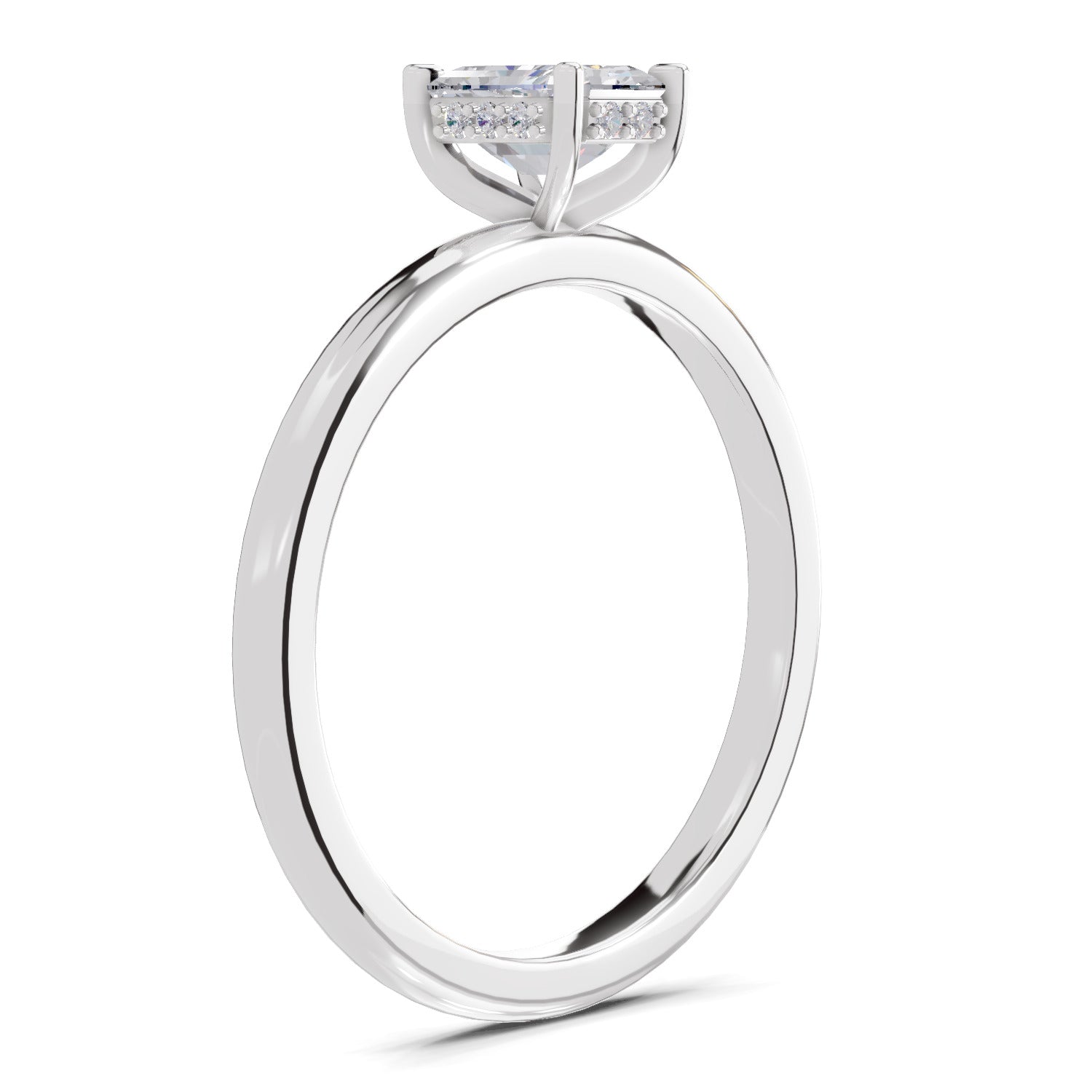 1.05 Ct Radiant Shape Solitaire Diamond Ring| 14K White Gold