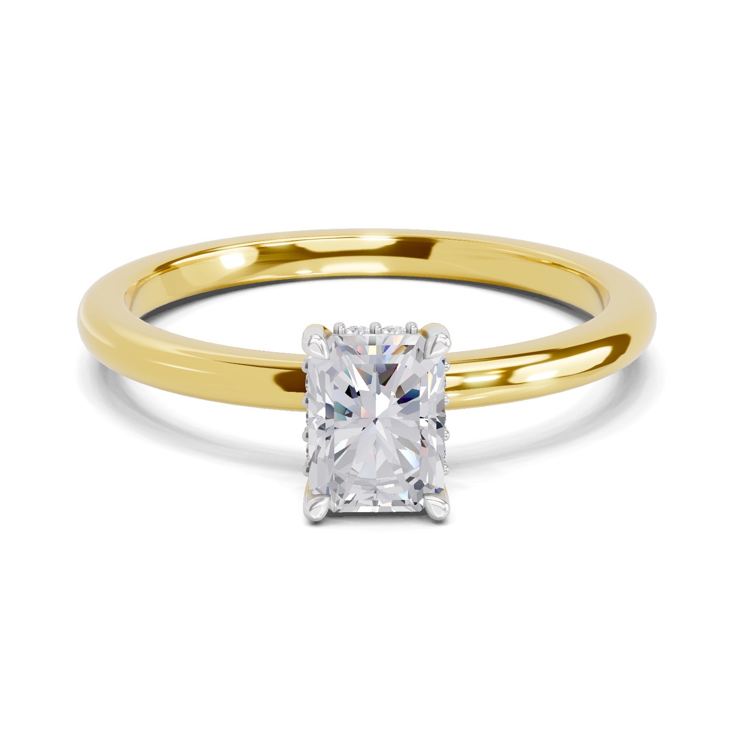 1.05 Ct Radiant Shape Solitaire Diamond Ring| 14K Yellow Gold
