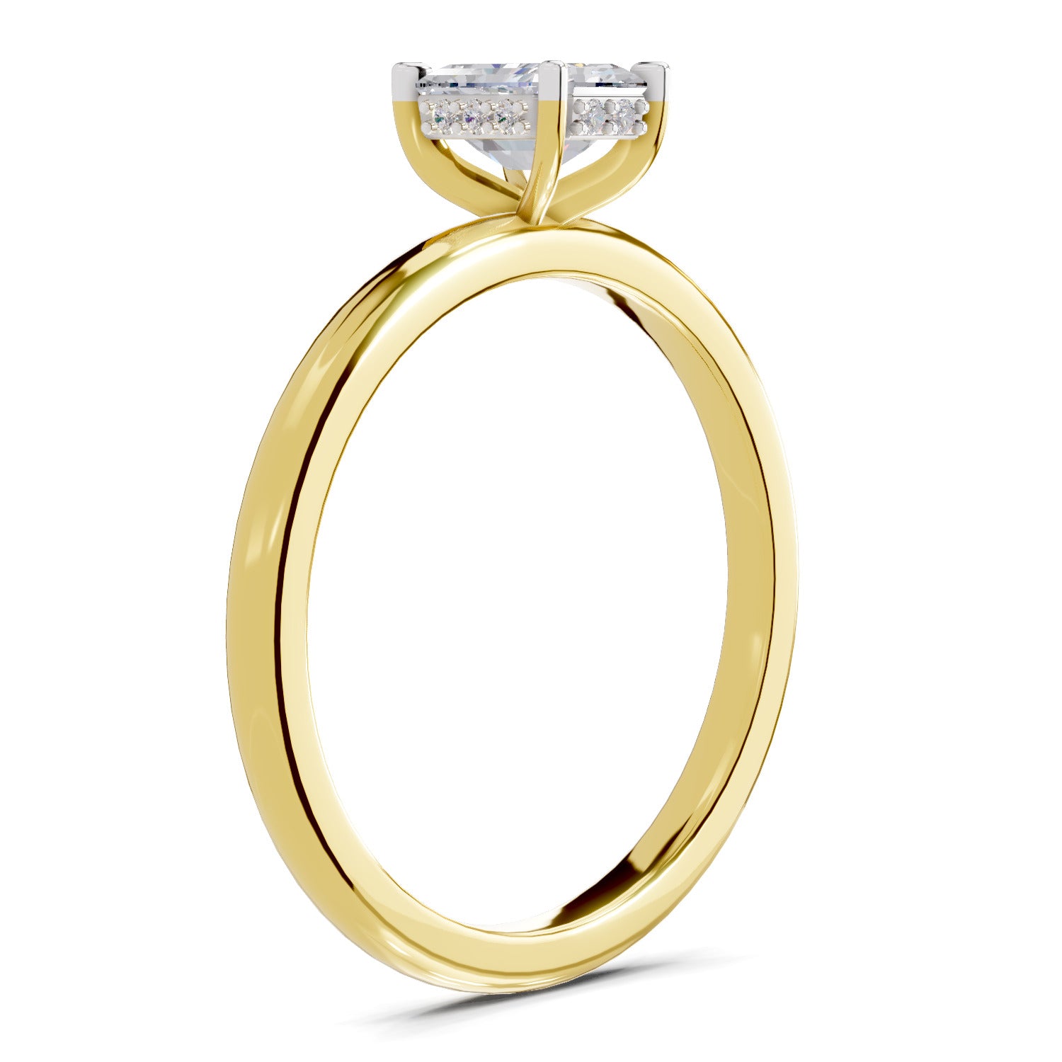 1.05 Ct Radiant Shape Solitaire Diamond Ring| 14K Yellow Gold
