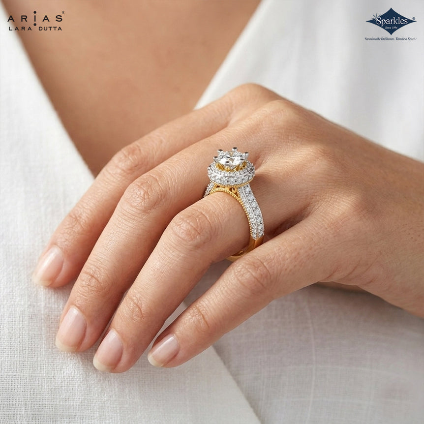 Arias by Lara Vintage Empress Double Halo Diamond Ring