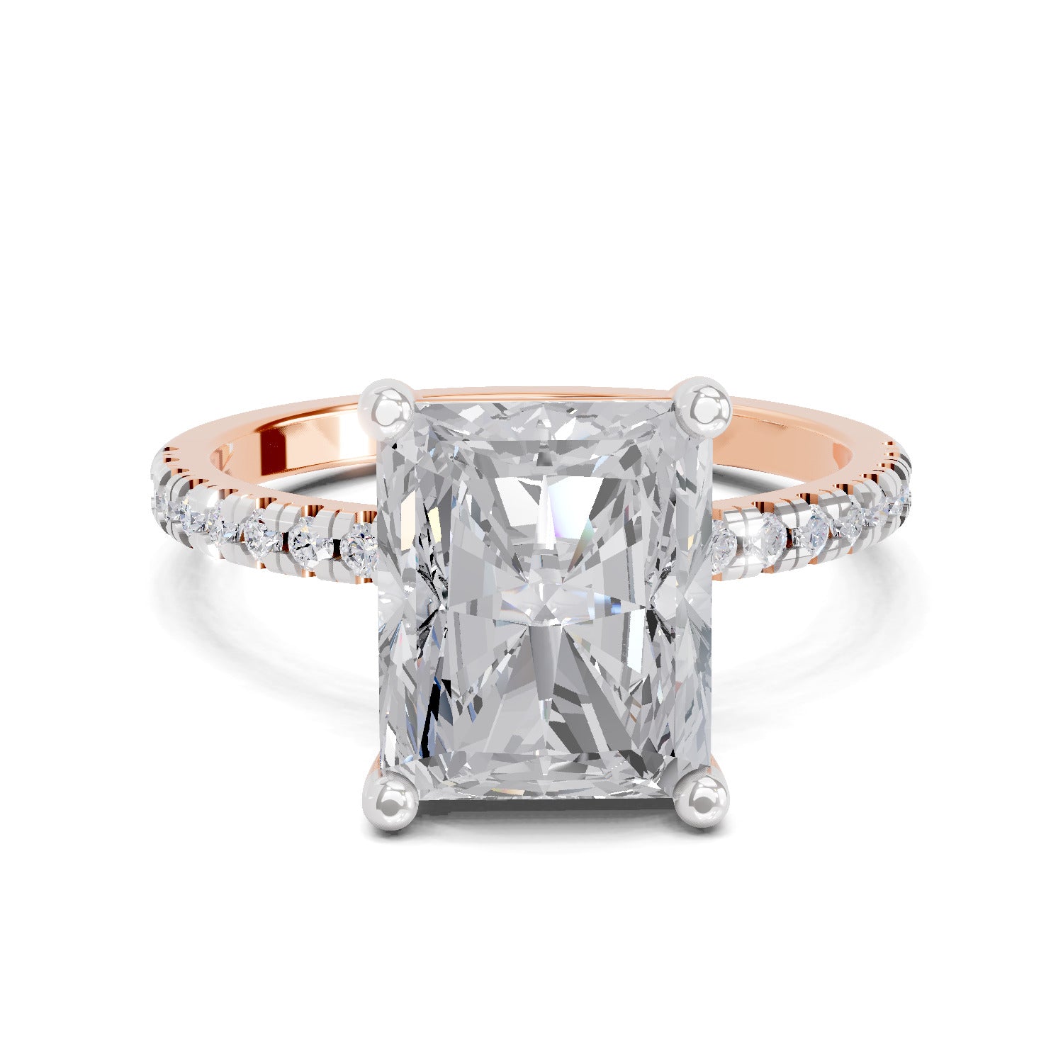 4.25 Ct Radiant Shape Solitaire Diamond Ring| 14K Rose Gold
