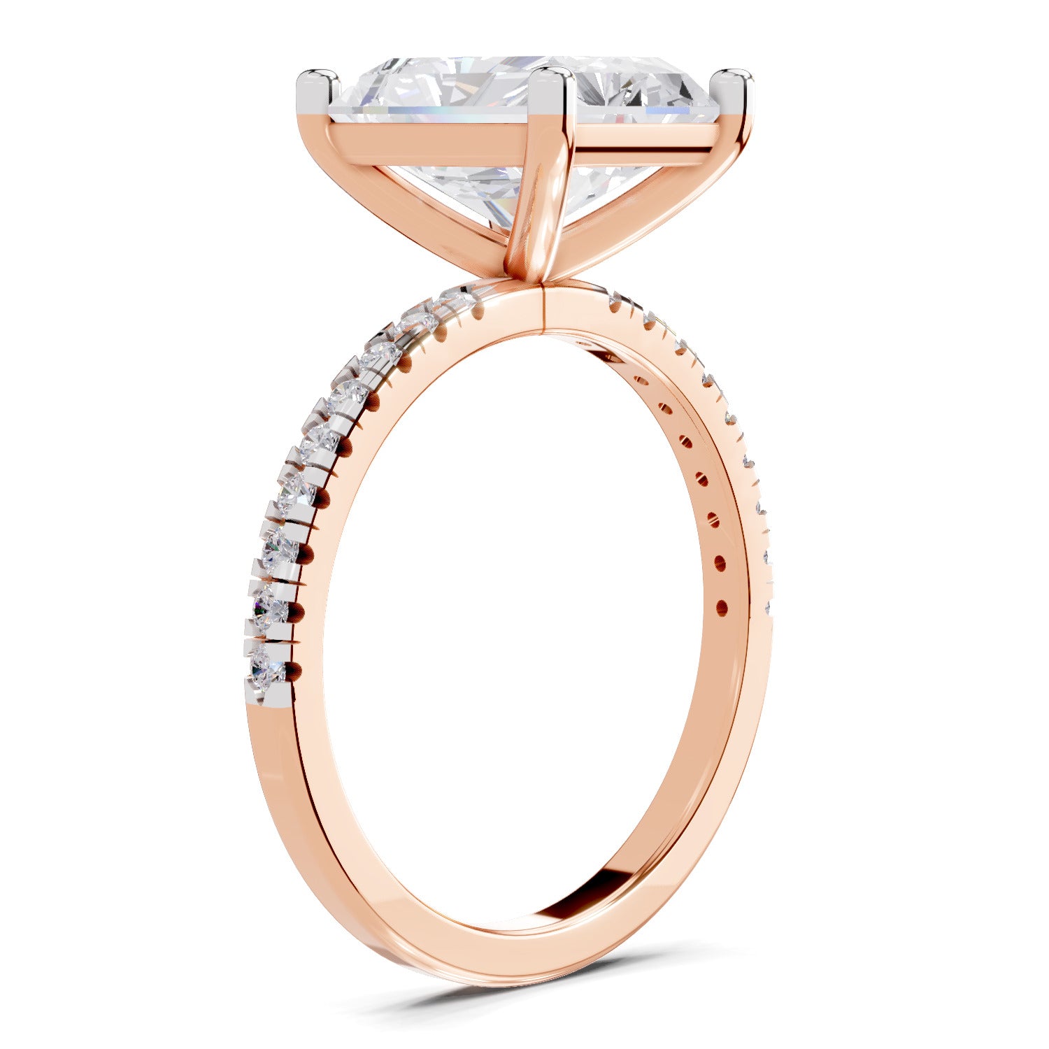 4.25 Ct Radiant Shape Solitaire Diamond Ring| 14K Rose Gold
