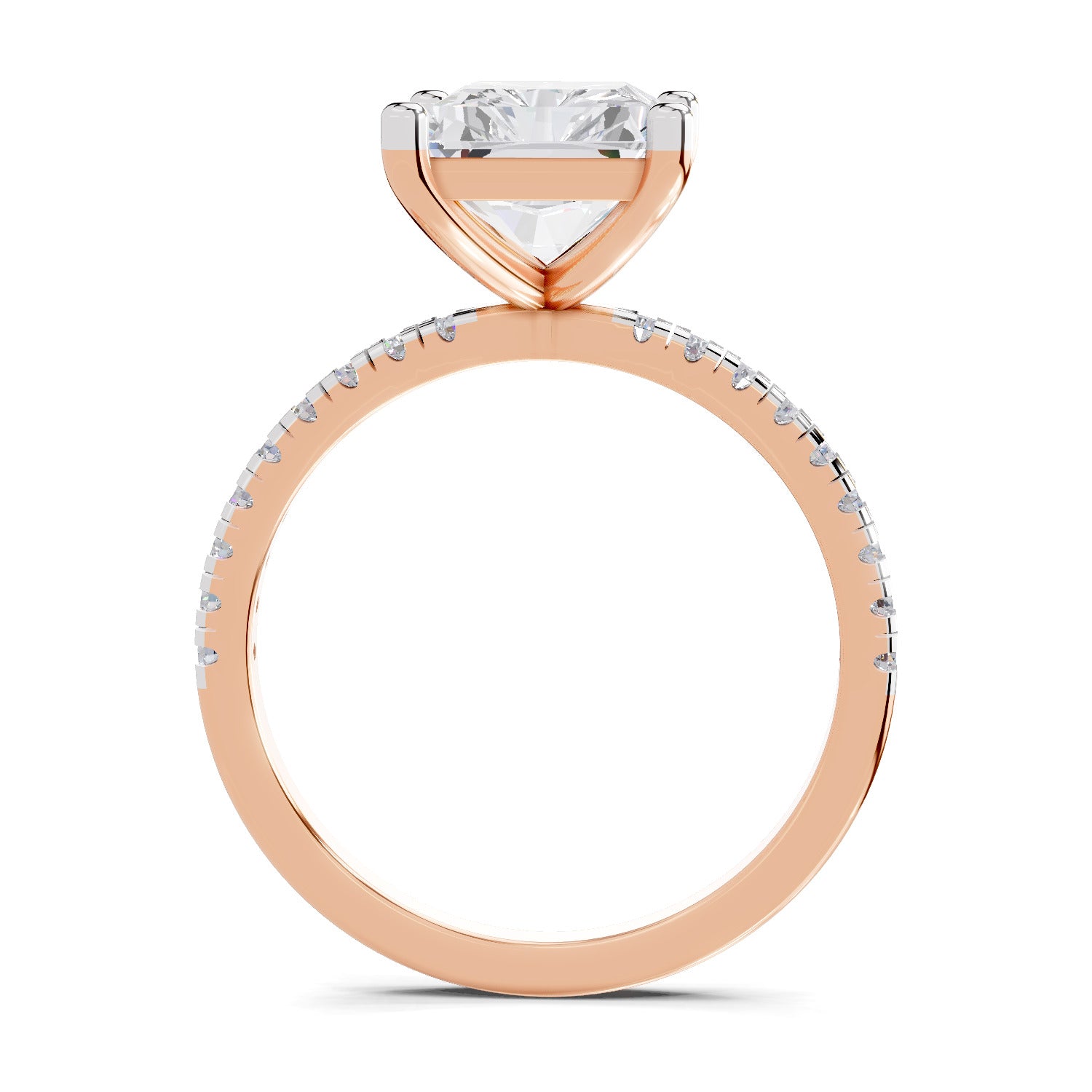 4.25 Ct Radiant Shape Solitaire Diamond Ring| 14K Rose Gold