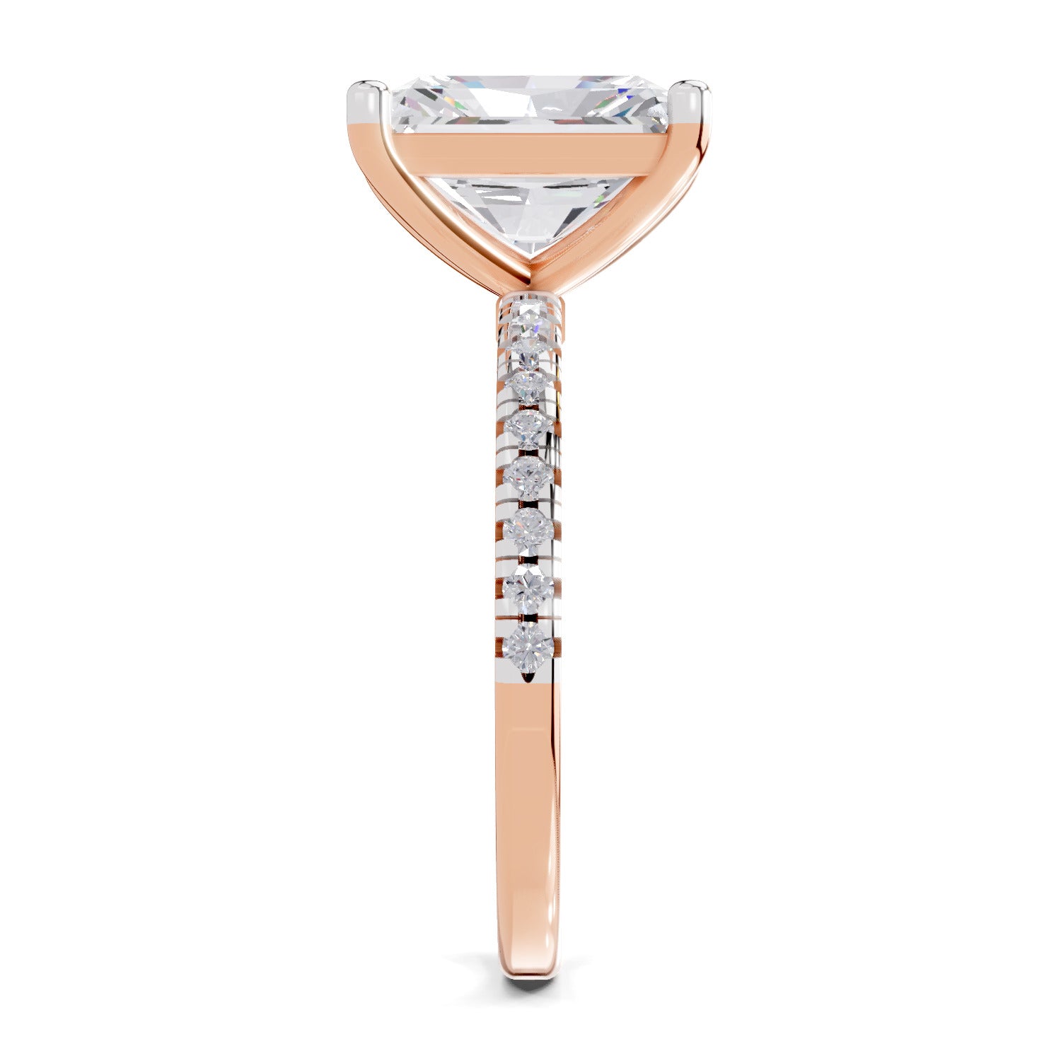 4.25 Ct Radiant Shape Solitaire Diamond Ring| 14K Rose Gold
