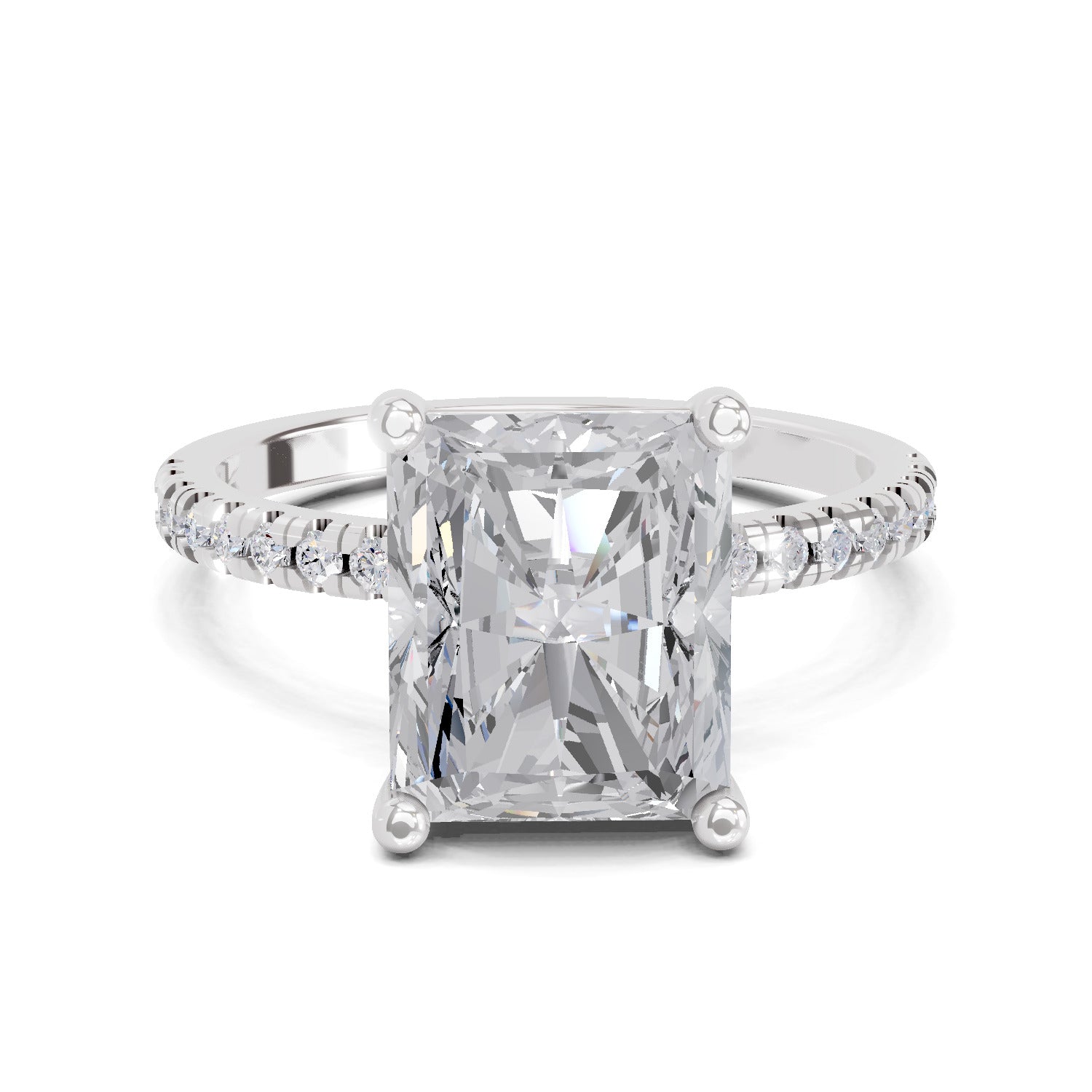 4.25 Ct Radiant Shape Solitaire Diamond Ring| 14K White Gold