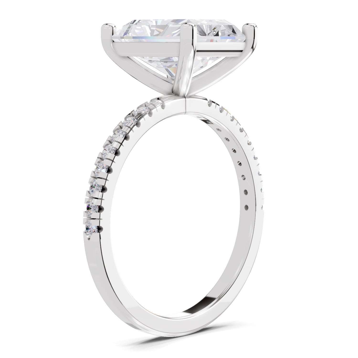 4.25 Ct Radiant Shape Solitaire Diamond Ring| 14K White Gold