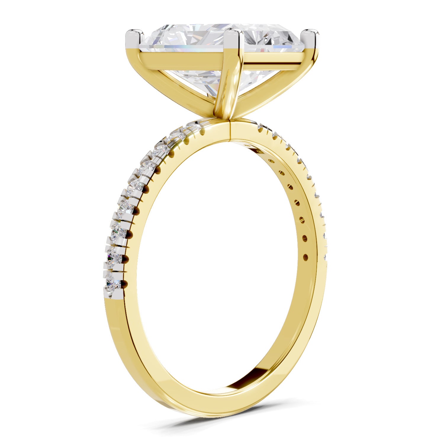 4.25 Ct Radiant Shape Solitaire Diamond Ring| 14K Yellow Gold