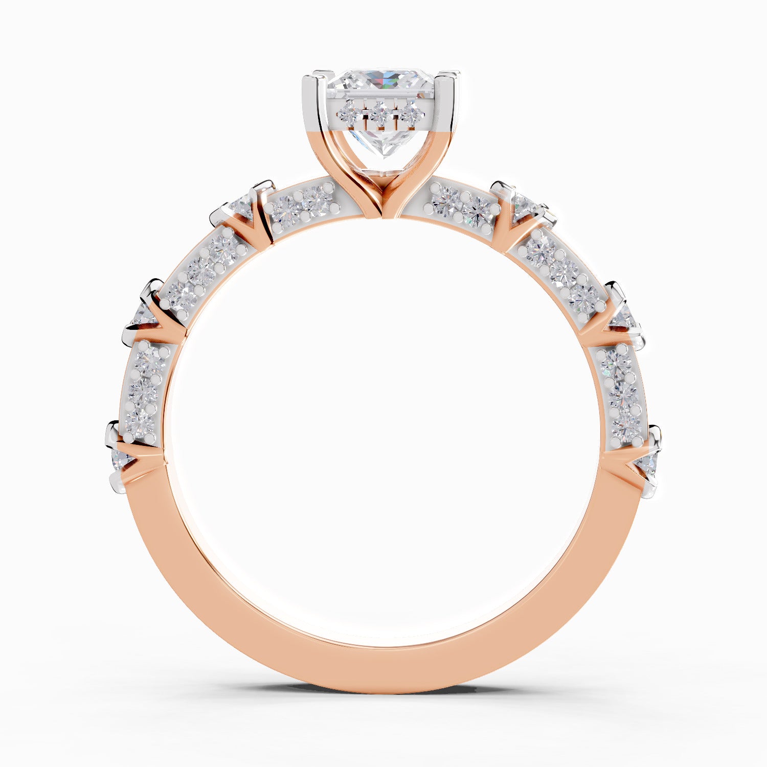 0.89 Ct Princess Shape Solitaire Diamond Ring| 14K Rose Gold
