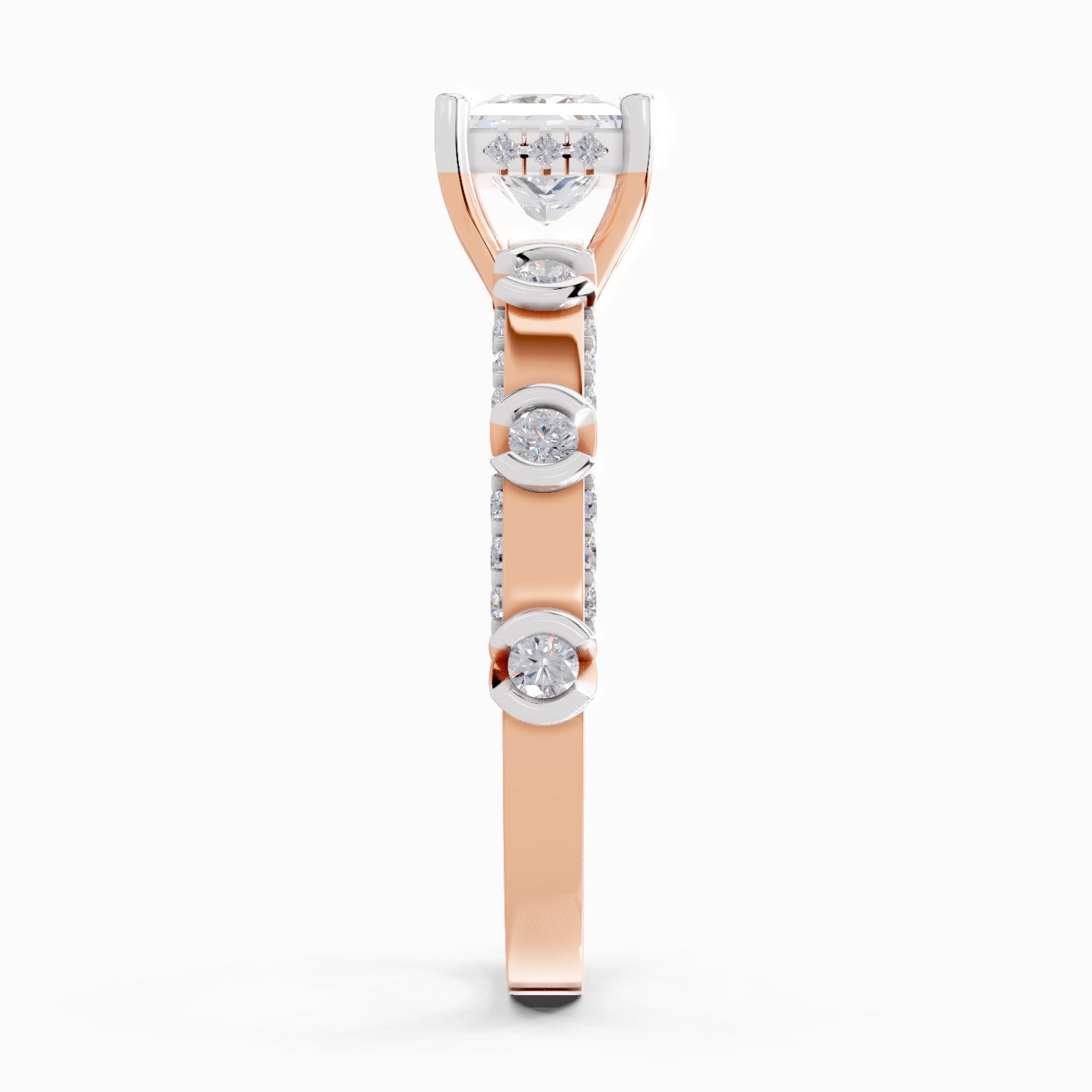 0.89 Ct Princess Shape Solitaire Diamond Ring| 14K Rose Gold