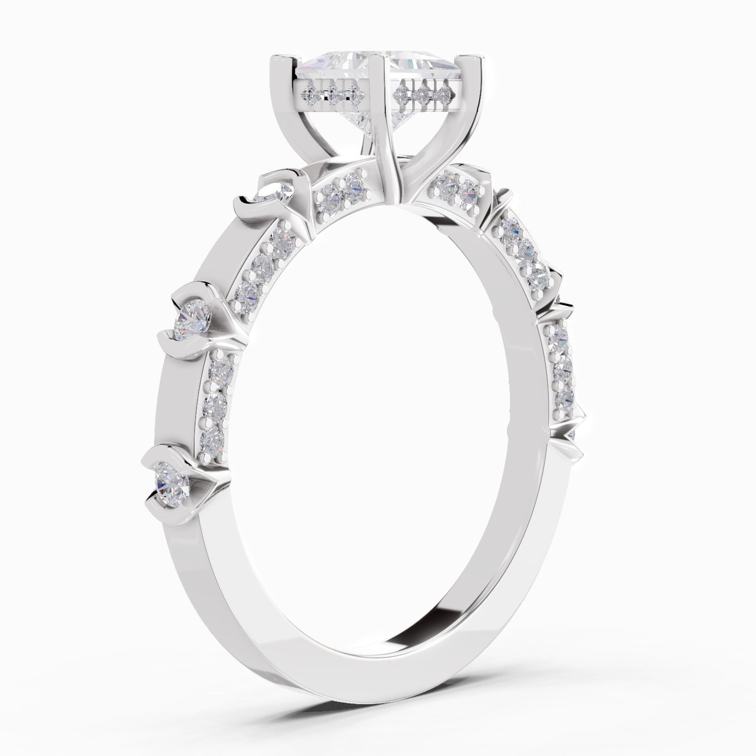 0.89 Ct Princess Shape Solitaire Diamond Ring| 14K White Gold