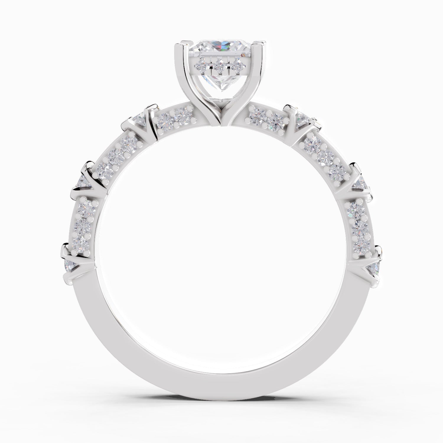 0.89 Ct Princess Shape Solitaire Diamond Ring| 14K White Gold