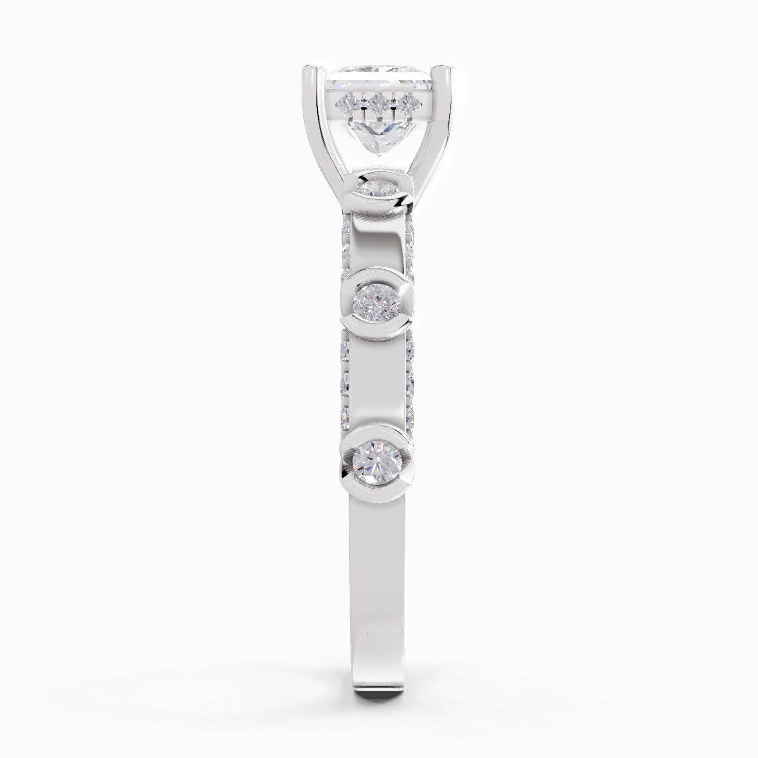 0.89 Ct Princess Shape Solitaire Diamond Ring| 14K White Gold