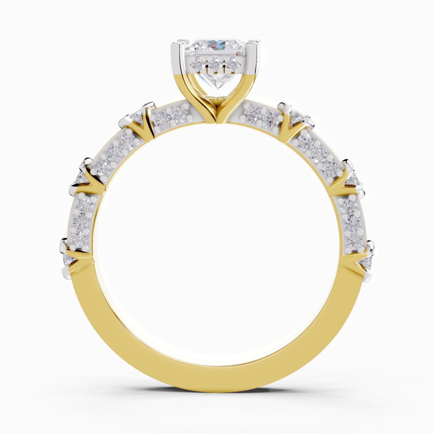 0.89 Ct Princess Shape Solitaire Diamond Ring| 14K Yellow Gold