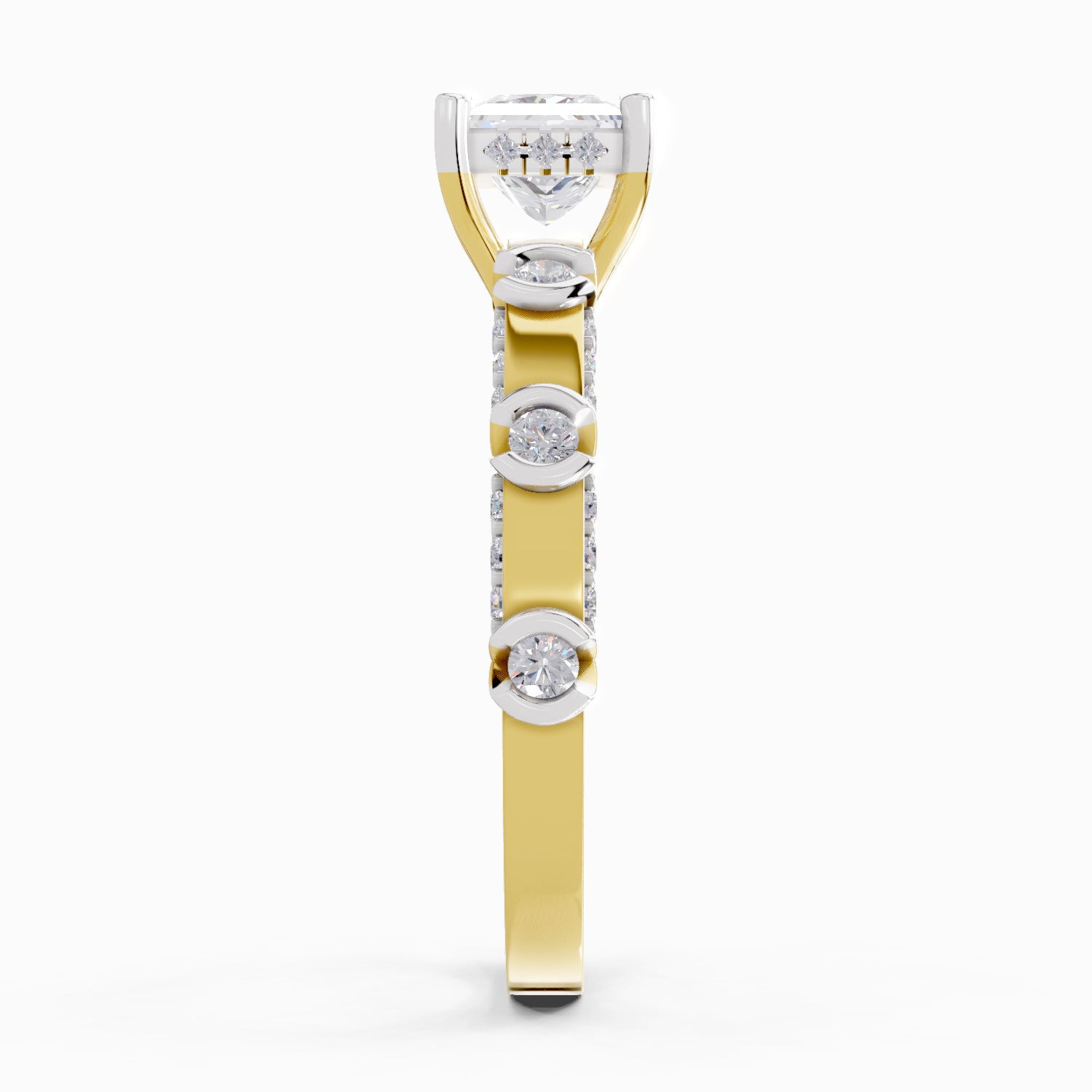 0.89 Ct Princess Shape Solitaire Diamond Ring| 14K Yellow Gold