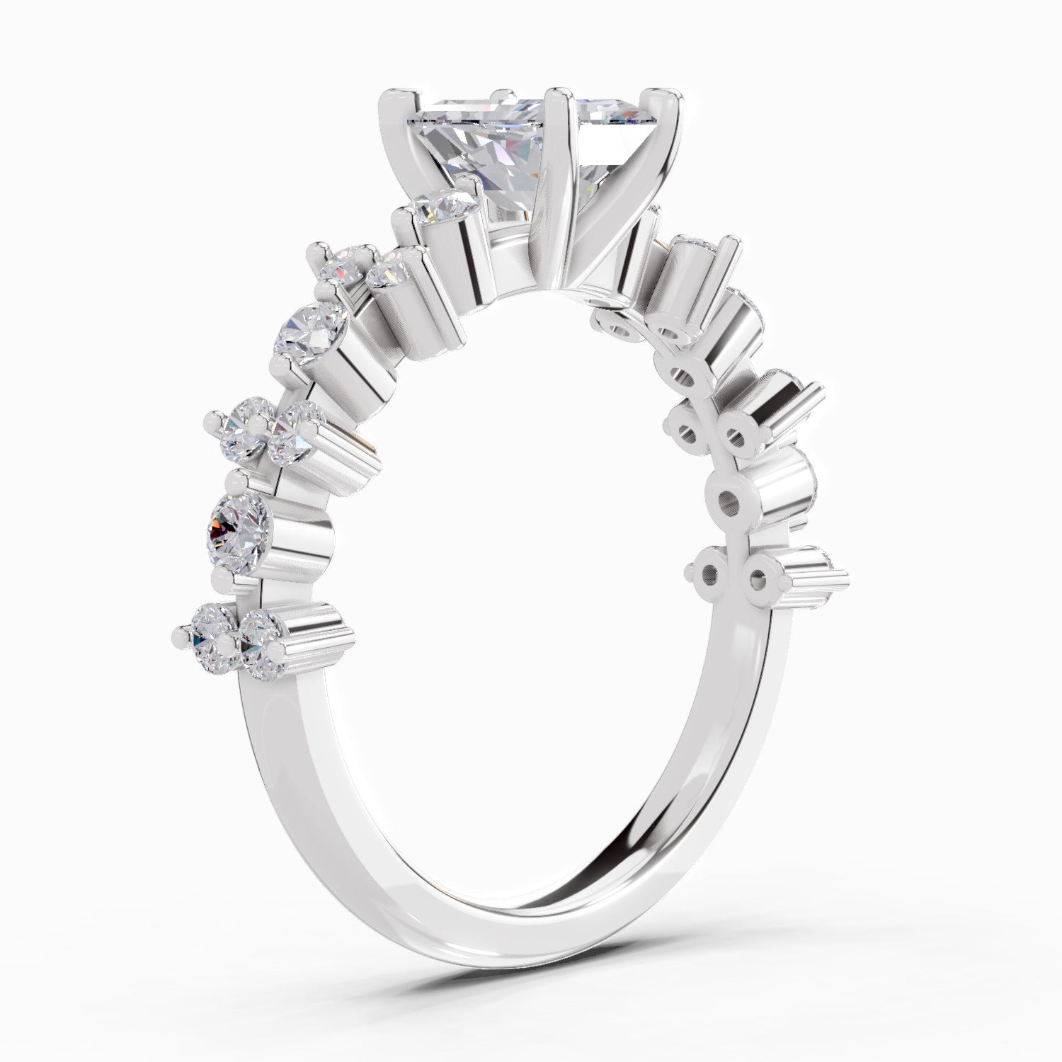 1.49 Ct Emerald Shape Solitaire Diamond Ring| 14K White Gold
