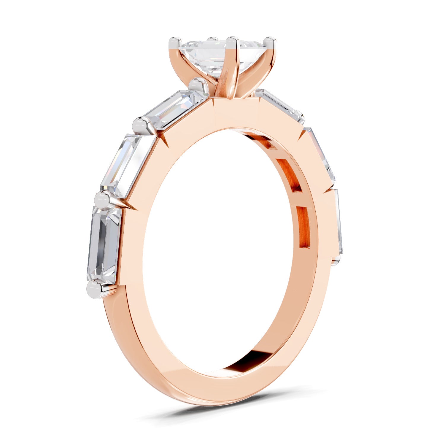 1.4 Ct Emerald Shape Solitaire Diamond Ring| 14K Rose Gold