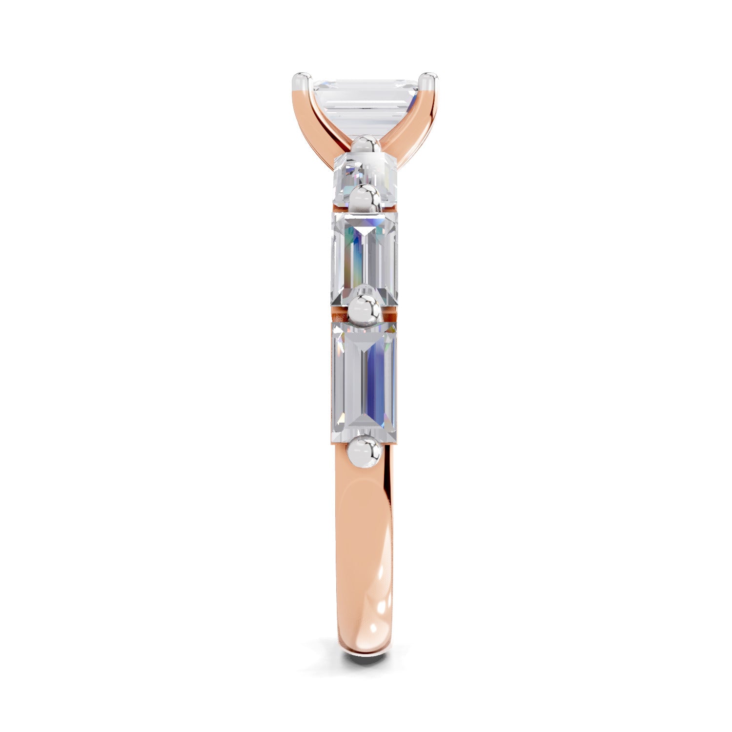 1.4 Ct Emerald Shape Solitaire Diamond Ring| 14K Rose Gold