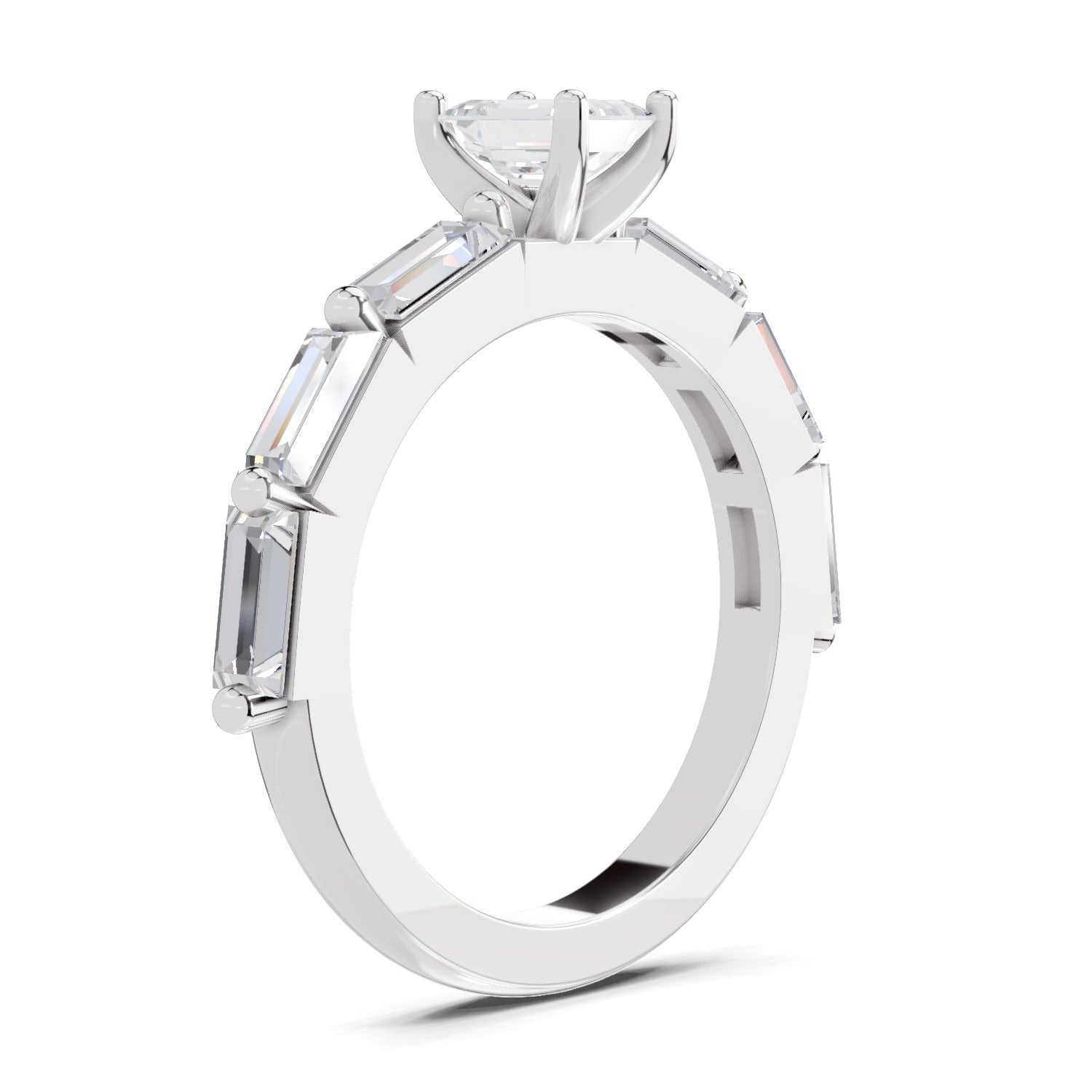 1.4 Ct Emerald Shape Solitaire Diamond Ring| 14K White Gold