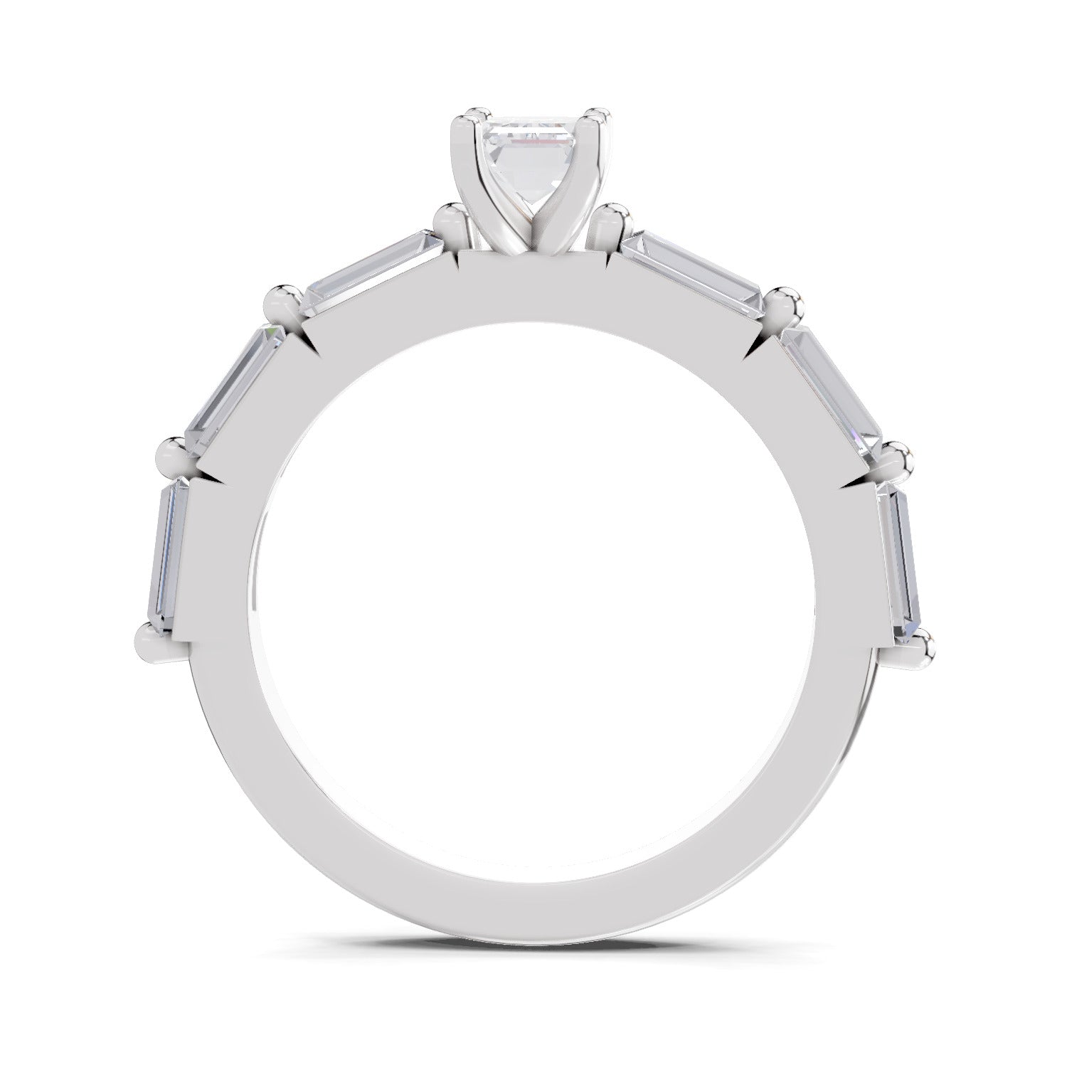 1.4 Ct Emerald Shape Solitaire Diamond Ring| 14K White Gold