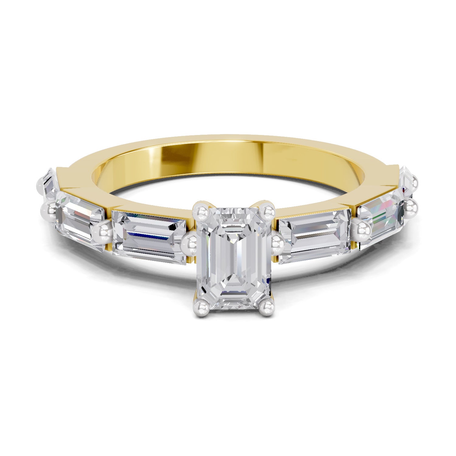 1.4 Ct Emerald Shape Solitaire Diamond Ring| 14K Yellow Gold