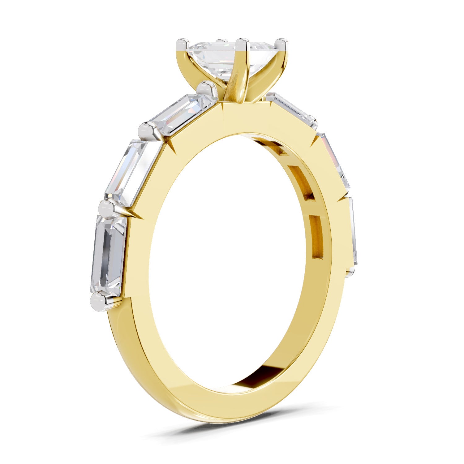1.4 Ct Emerald Shape Solitaire Diamond Ring| 14K Yellow Gold