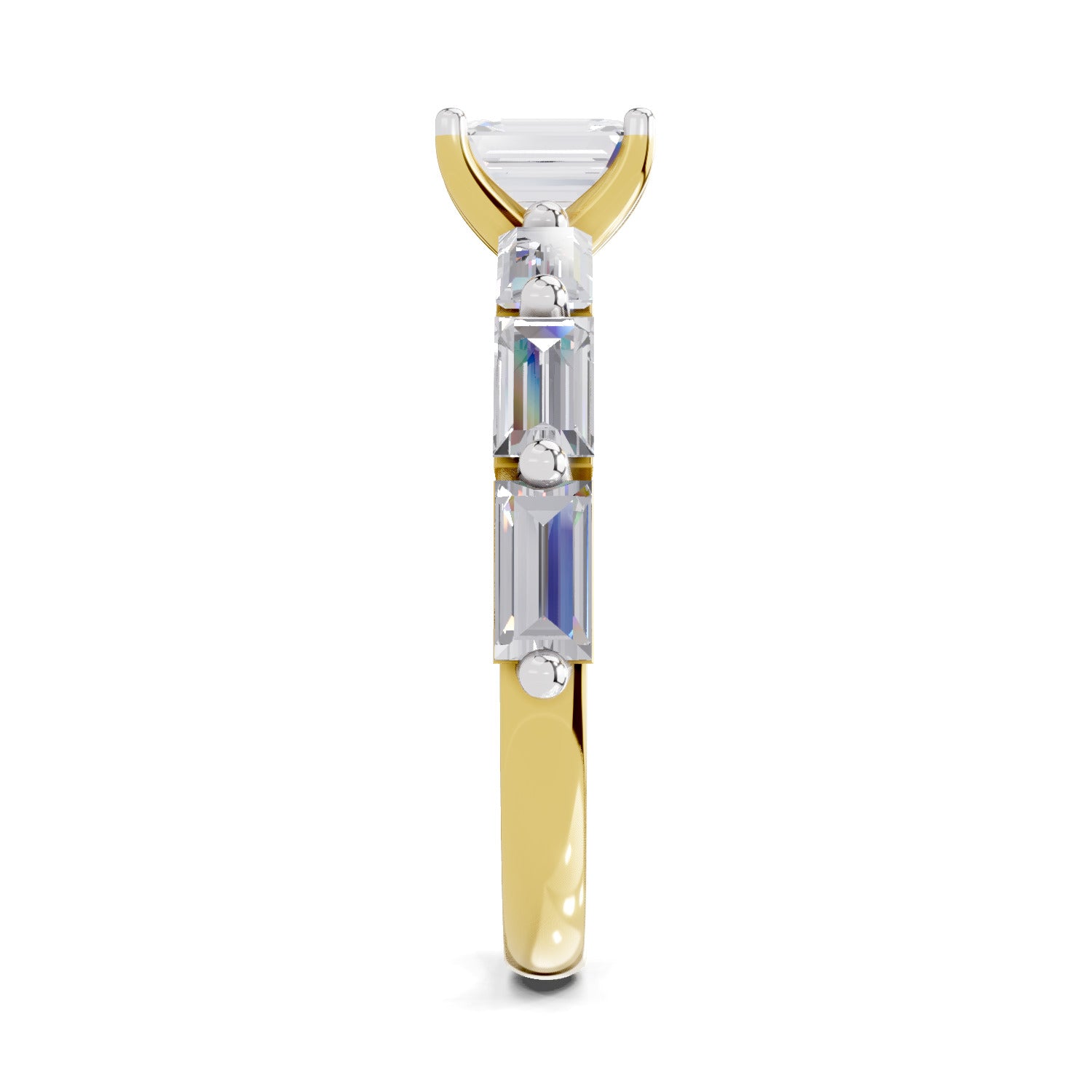 1.4 Ct Emerald Shape Solitaire Diamond Ring| 14K Yellow Gold