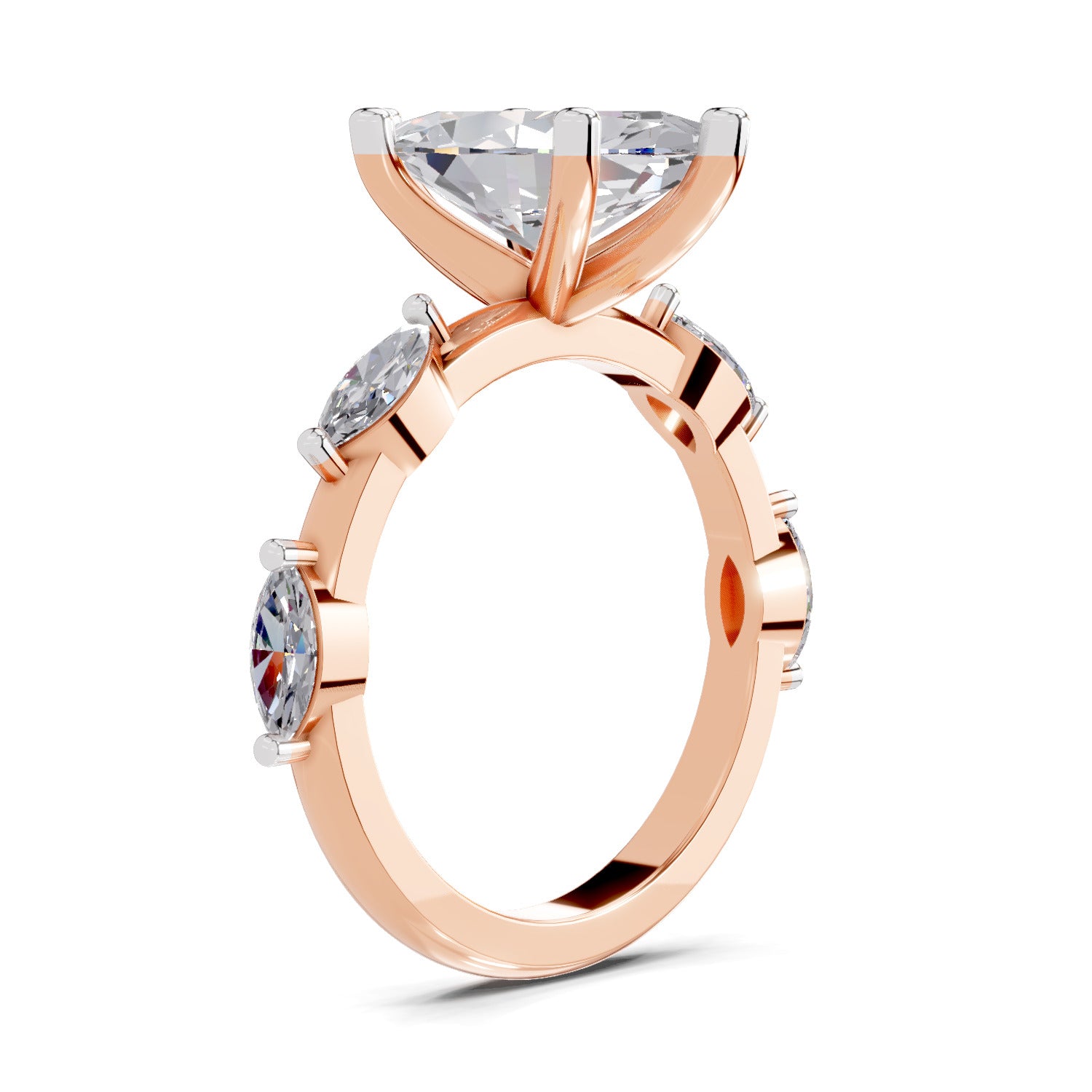 3.6 Ct Marquise Shape Solitaire Diamond Ring| 14K Rose Gold