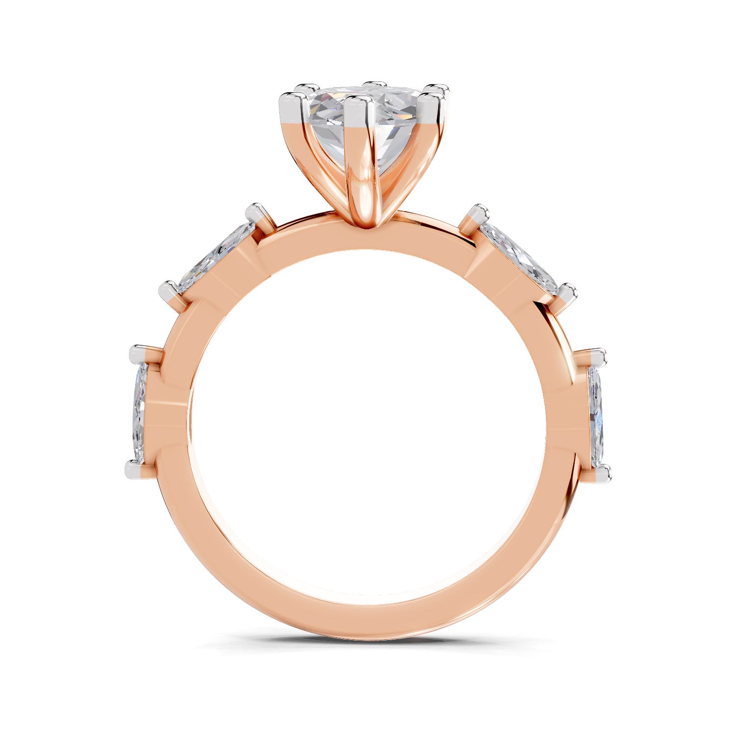 3.6 Ct Marquise Shape Solitaire Diamond Ring| 14K Rose Gold