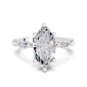3.6 Ct Marquise Shape Solitaire Diamond Ring| 14K White Gold