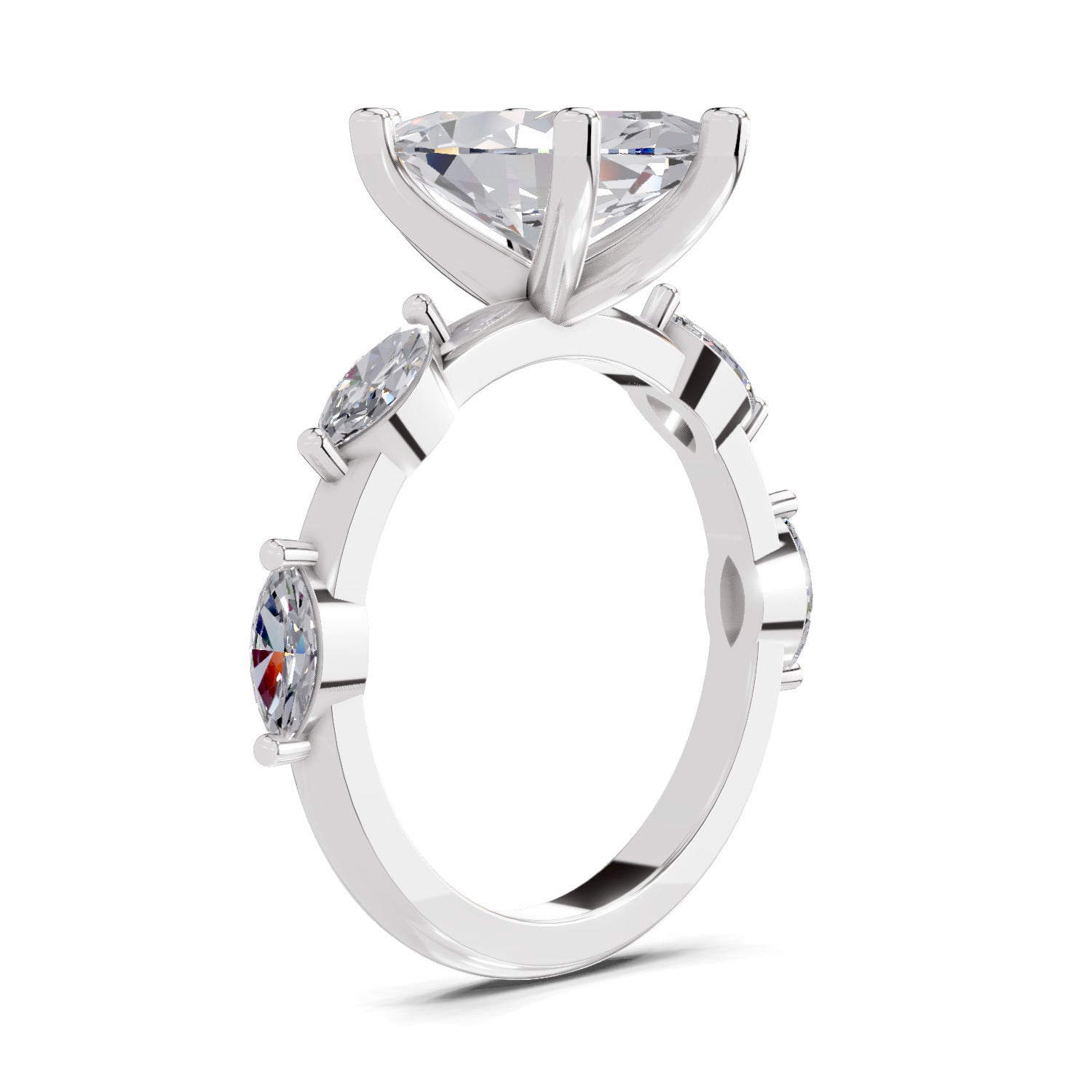 3.6 Ct Marquise Shape Solitaire Diamond Ring| 14K White Gold