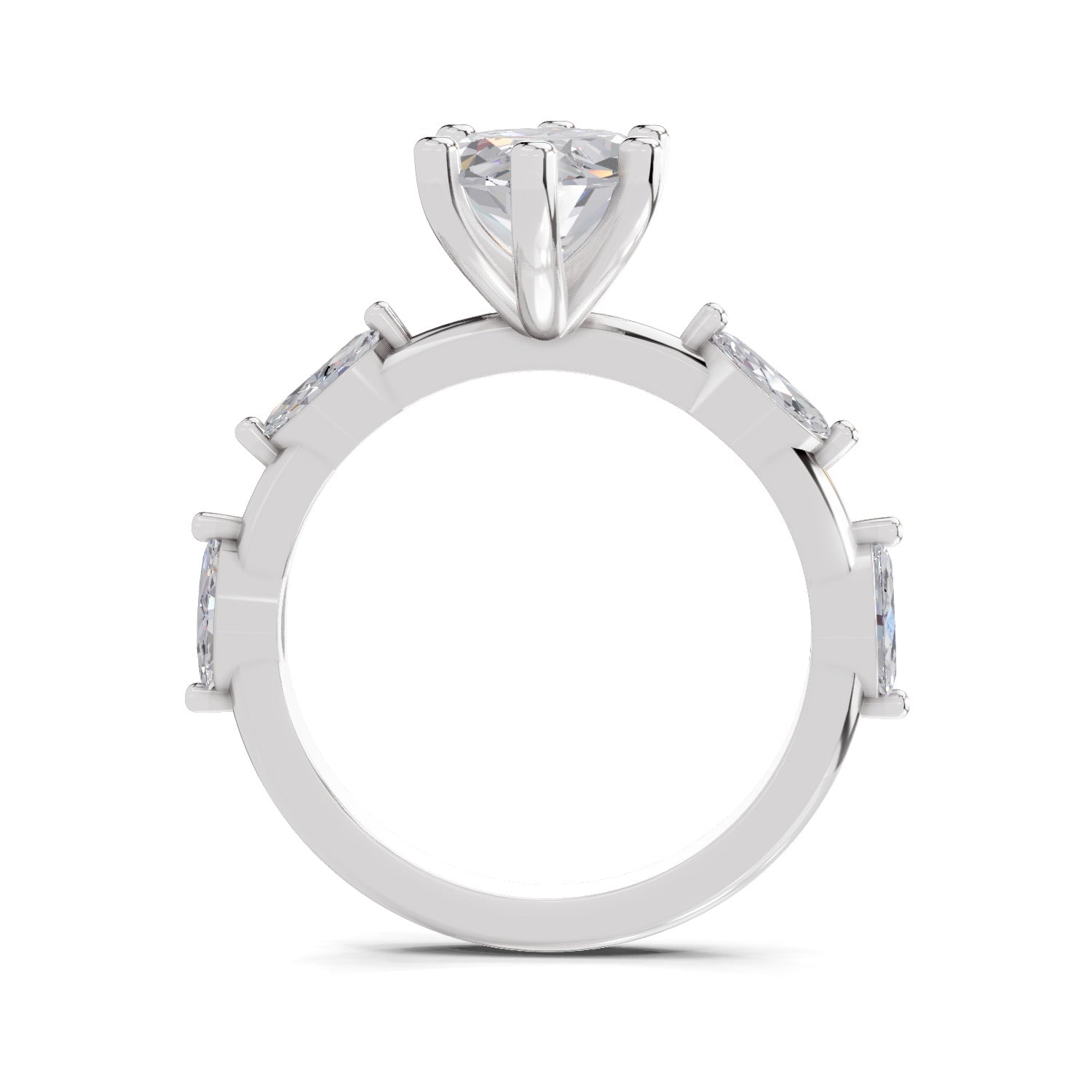 3.6 Ct Marquise Shape Solitaire Diamond Ring| 14K White Gold