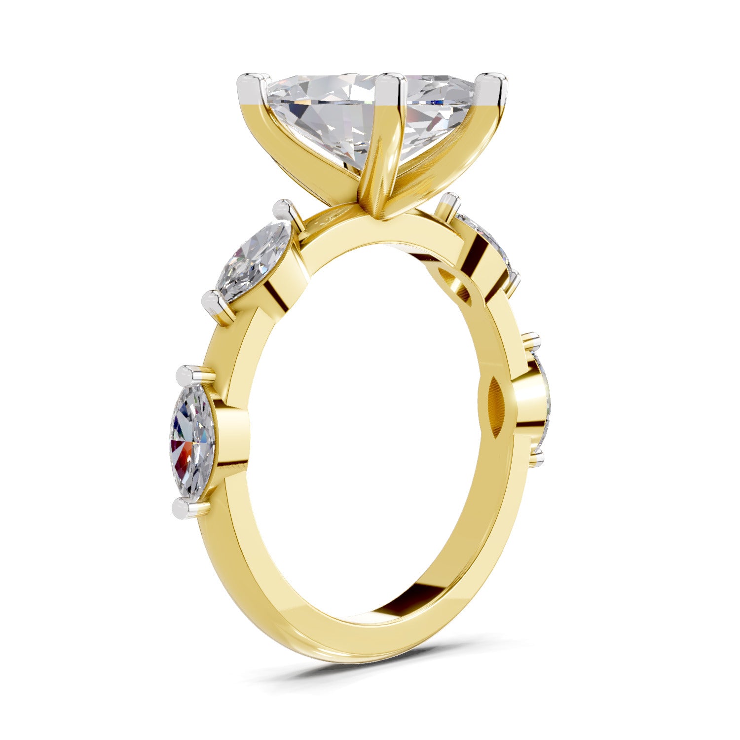 3.6 Ct Marquise Shape Solitaire Diamond Ring| 14K Yellow Gold