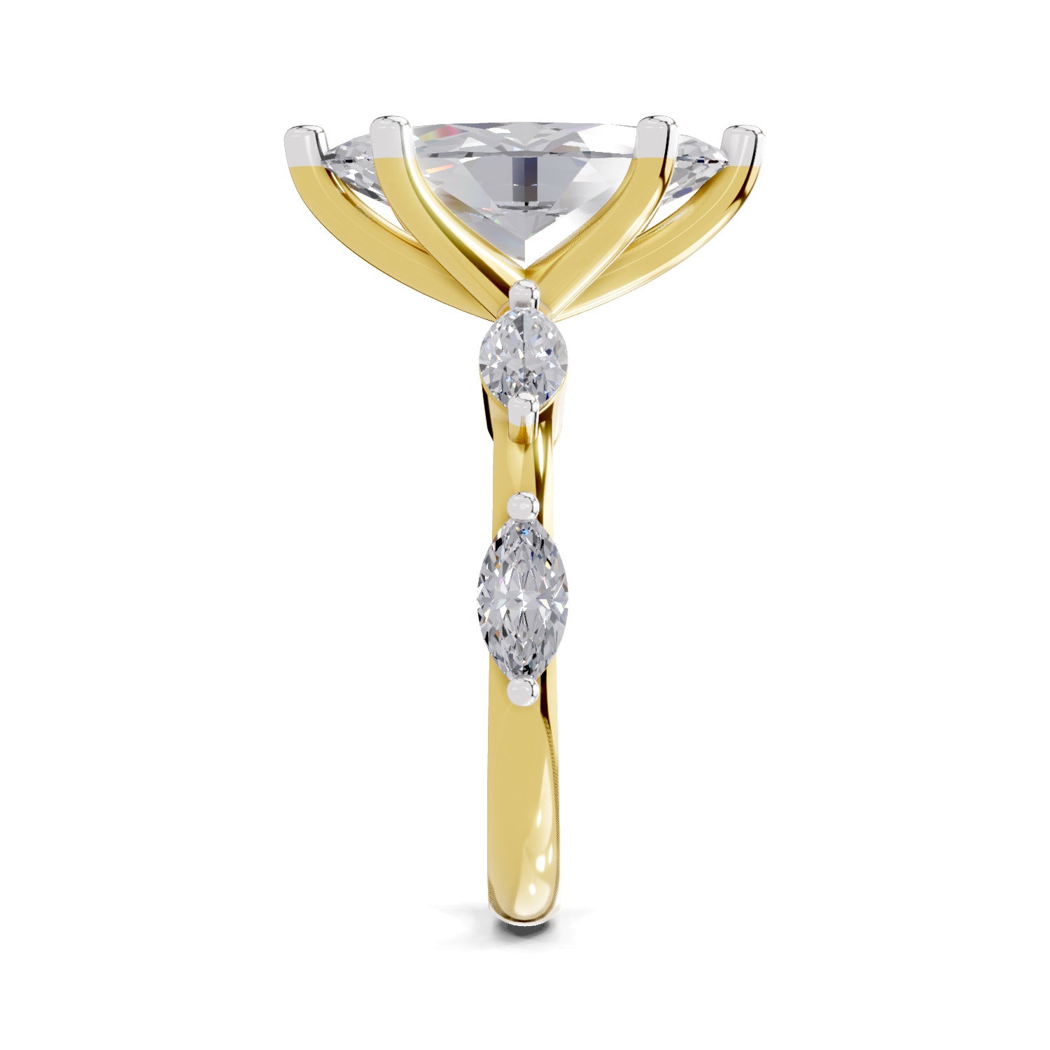3.6 Ct Marquise Shape Solitaire Diamond Ring| 14K Yellow Gold