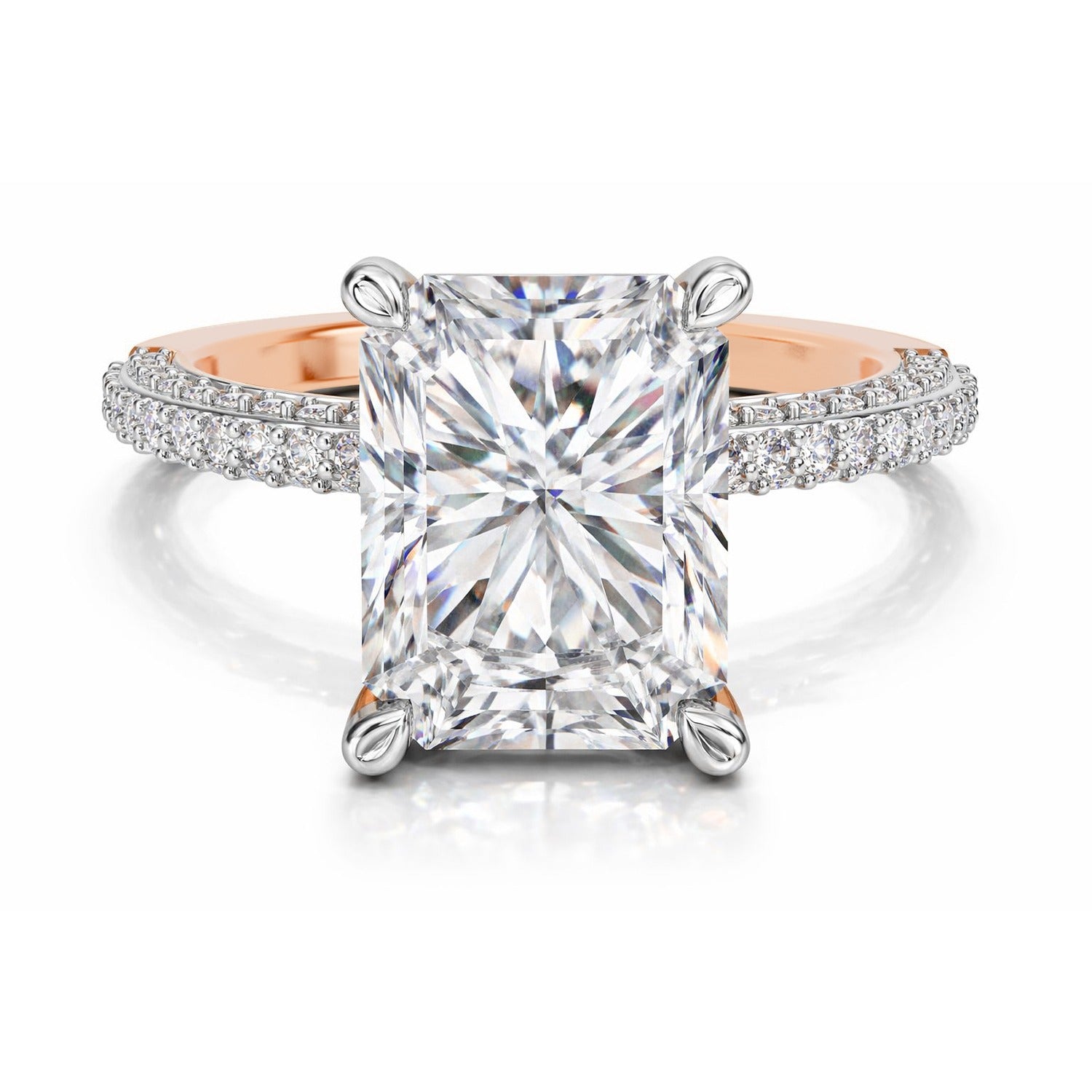 Sparkles 5.37 Ct Emerald Shape Solitaire Diamond Ring 14K Yellow Gold