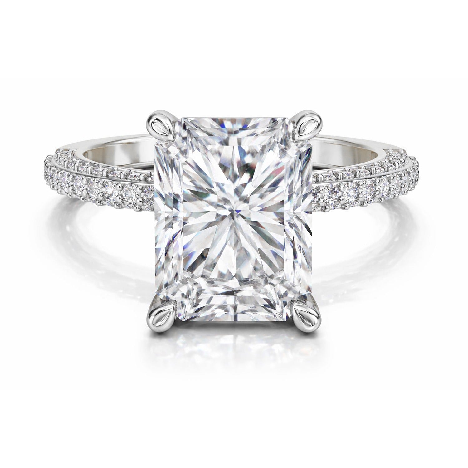 Sparkles 5.37 Ct Emerald Shape Solitaire Diamond Ring 14K Yellow Gold