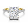 Sparkles 5.37 Ct Emerald Shape Solitaire Diamond Ring 14K Yellow Gold
