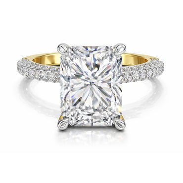 Sparkles 5.37 Ct Emerald Shape Solitaire Diamond Ring 14K Yellow Gold